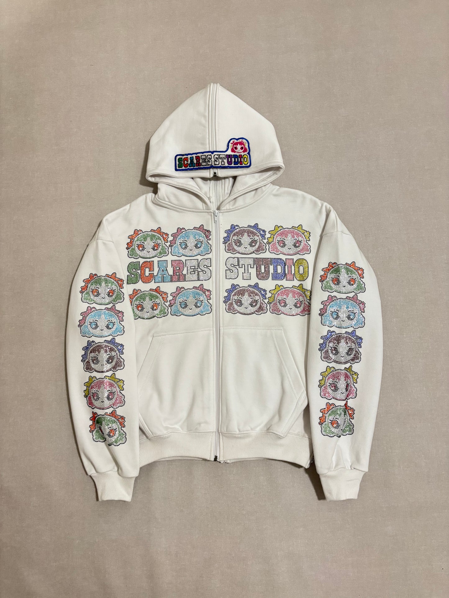 WHITE MULTI-COLOUR BARBIE ZIPPER