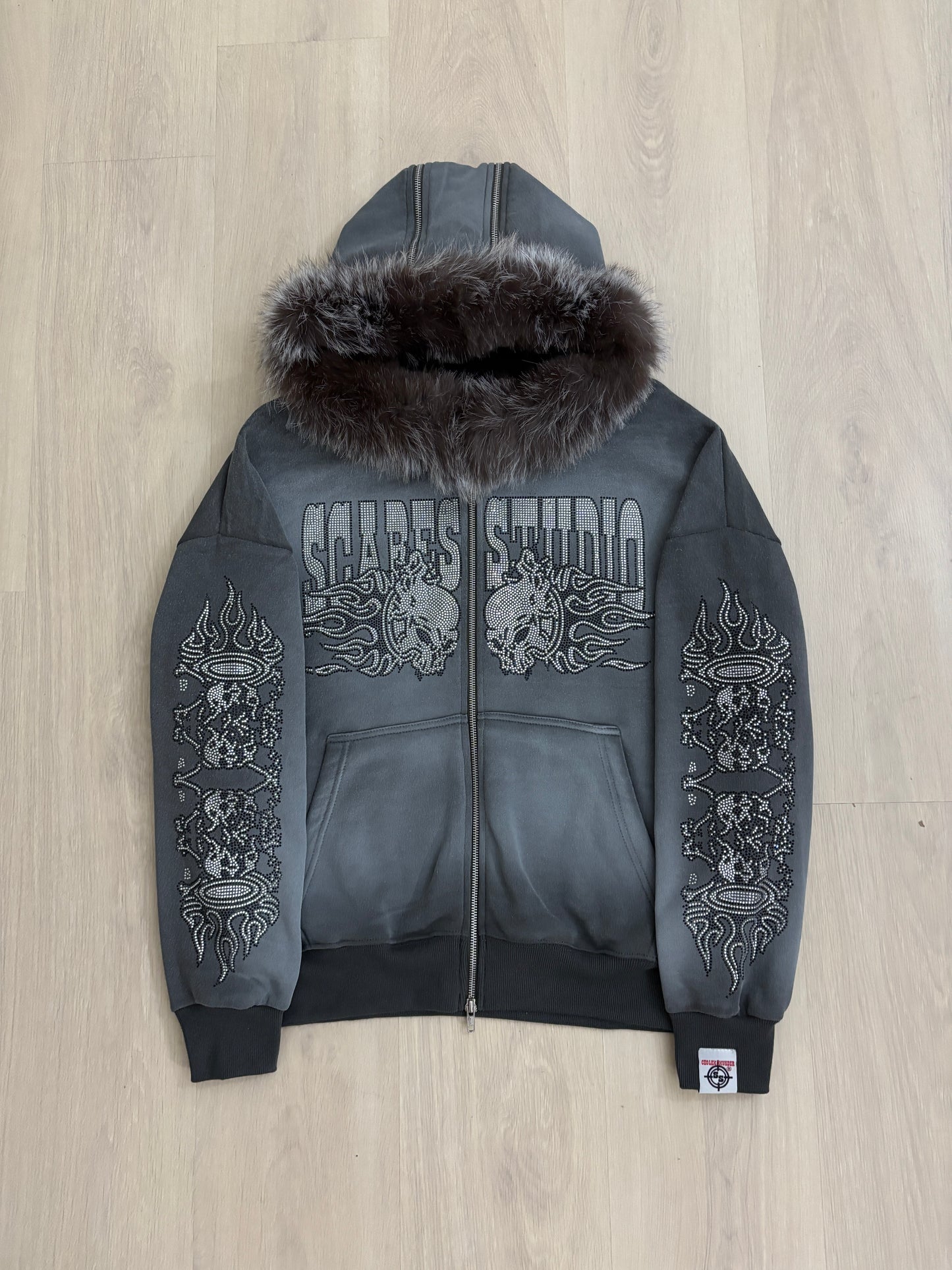 METALIC RACER ASH GREY SPRAY-WASH ZIPPER