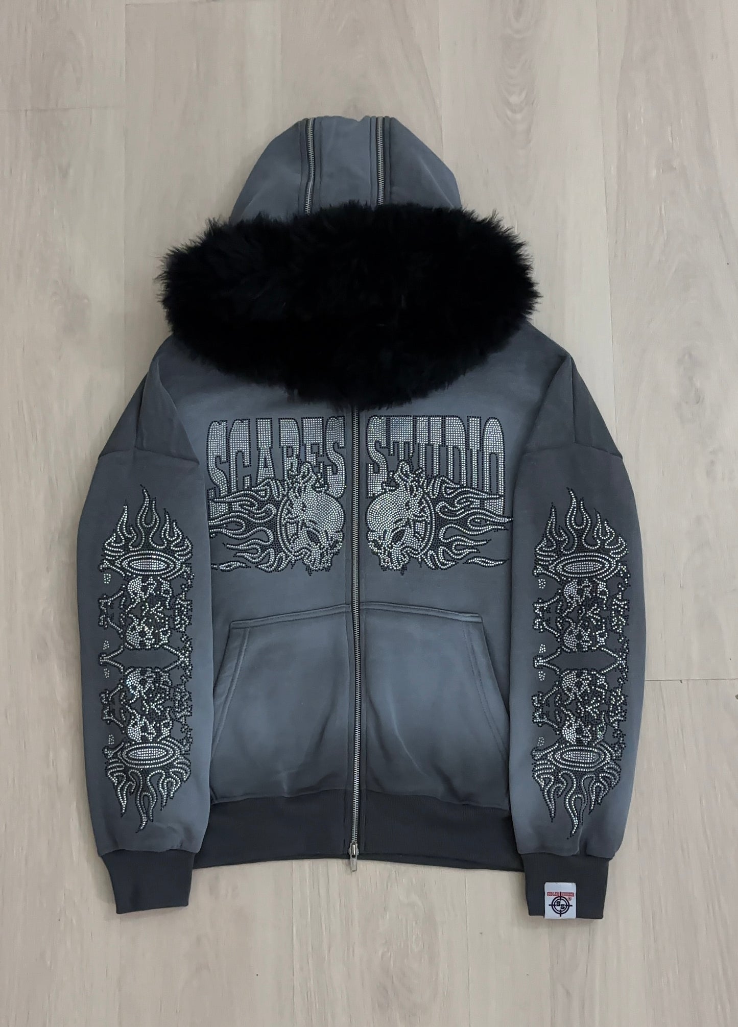 METALIC RACER ASH GREY SPRAY-WASH ZIPPER