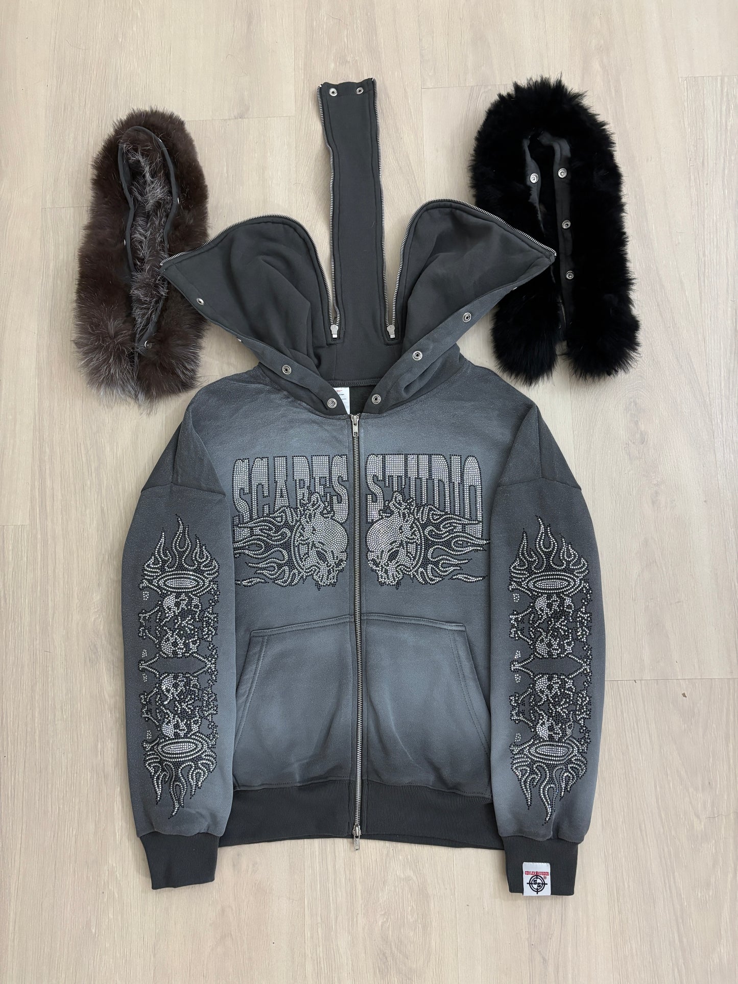 METALIC RACER ASH GREY SPRAY-WASH ZIPPER