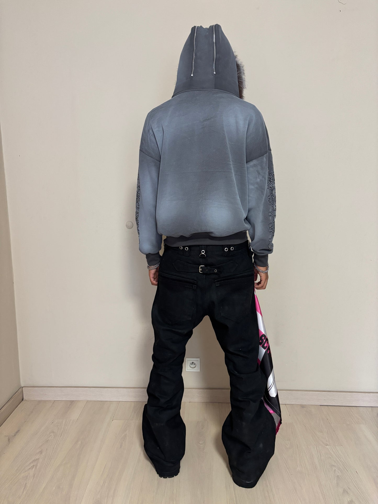 METALIC RACER ASH GREY SPRAY-WASH ZIPPER