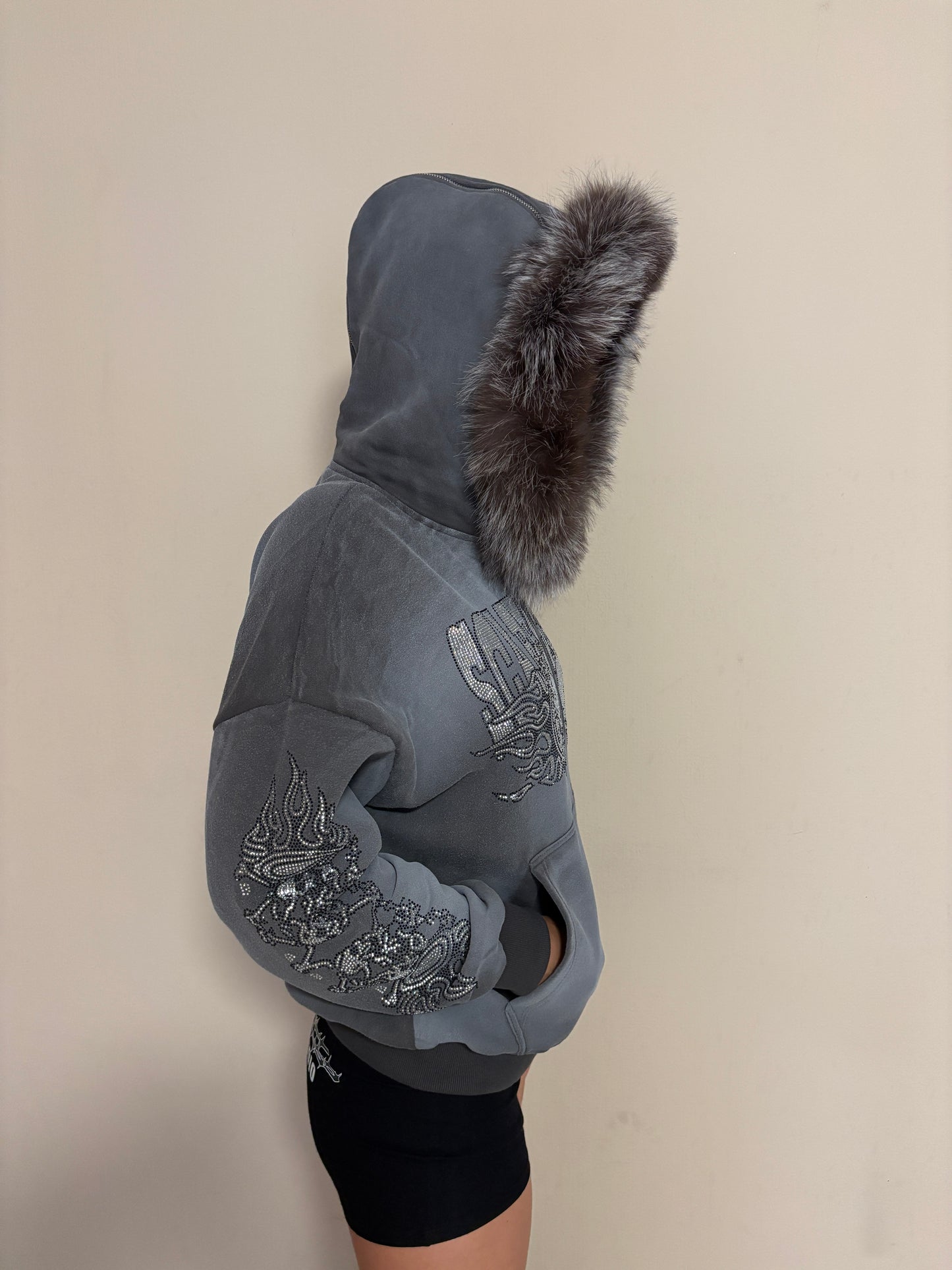 METALIC RACER ASH GREY SPRAY-WASH ZIPPER