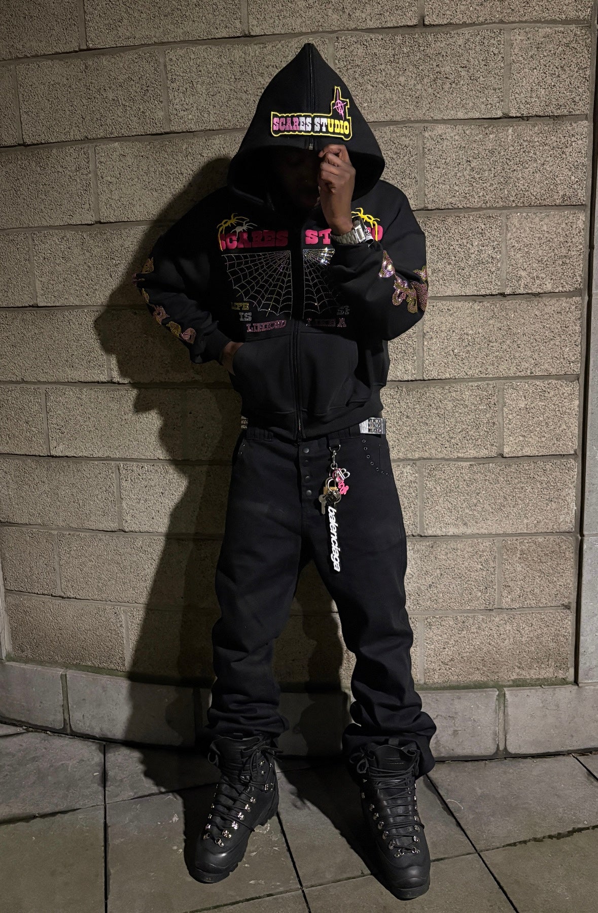 SPIDA WEB BLACK AND YELLOW ZIPPER