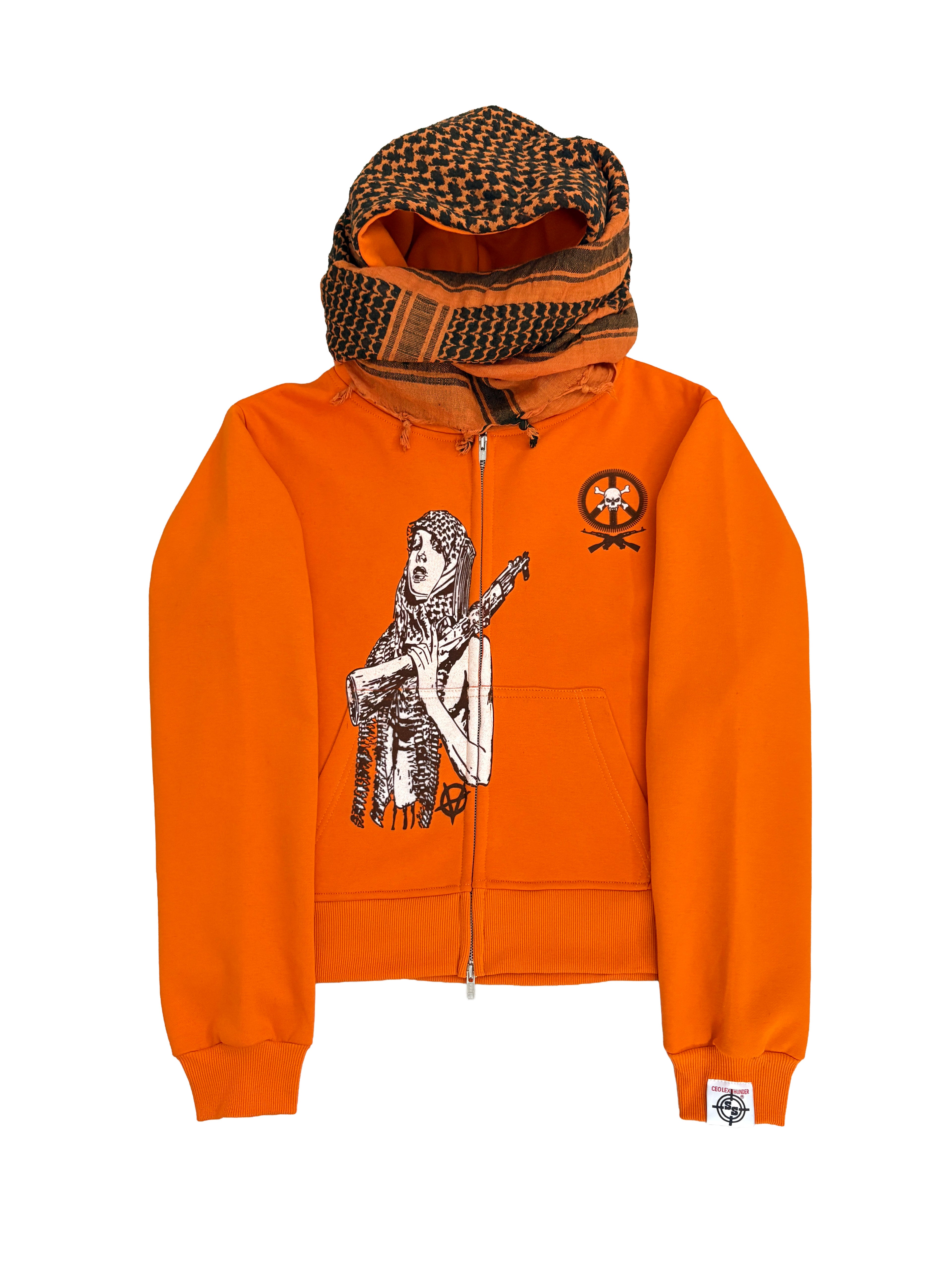 ANARCHY WARRIORS ORANGE TURBAN SCARF ZIPPER