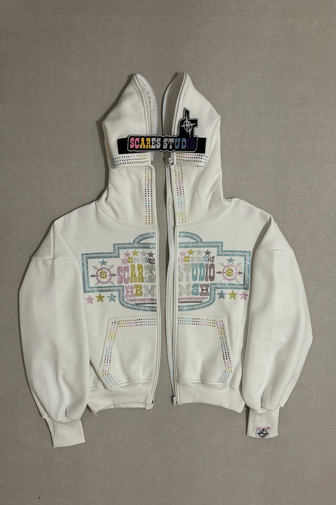 HOOD BY MONEY MULTI COLOUR WHITE ZIPPER SCARESSTUDIO