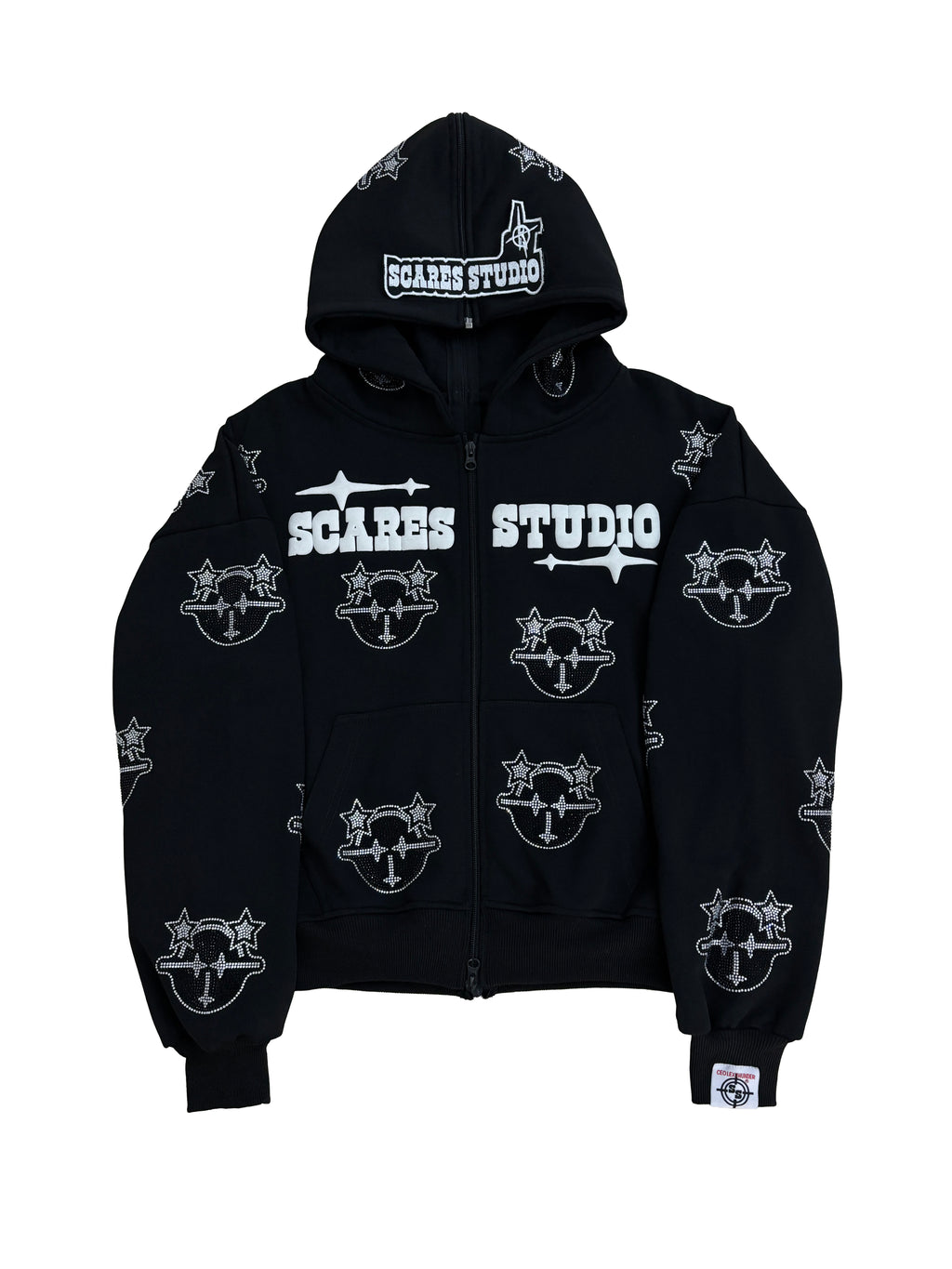 BLACK & WHITE CARTOON STARS ZIPPER