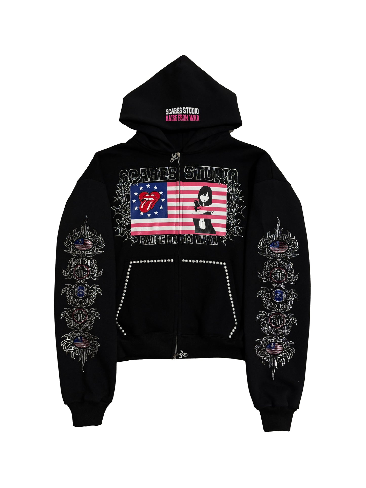 BLACK RAISE FROM WAR FLAG ZIPPER