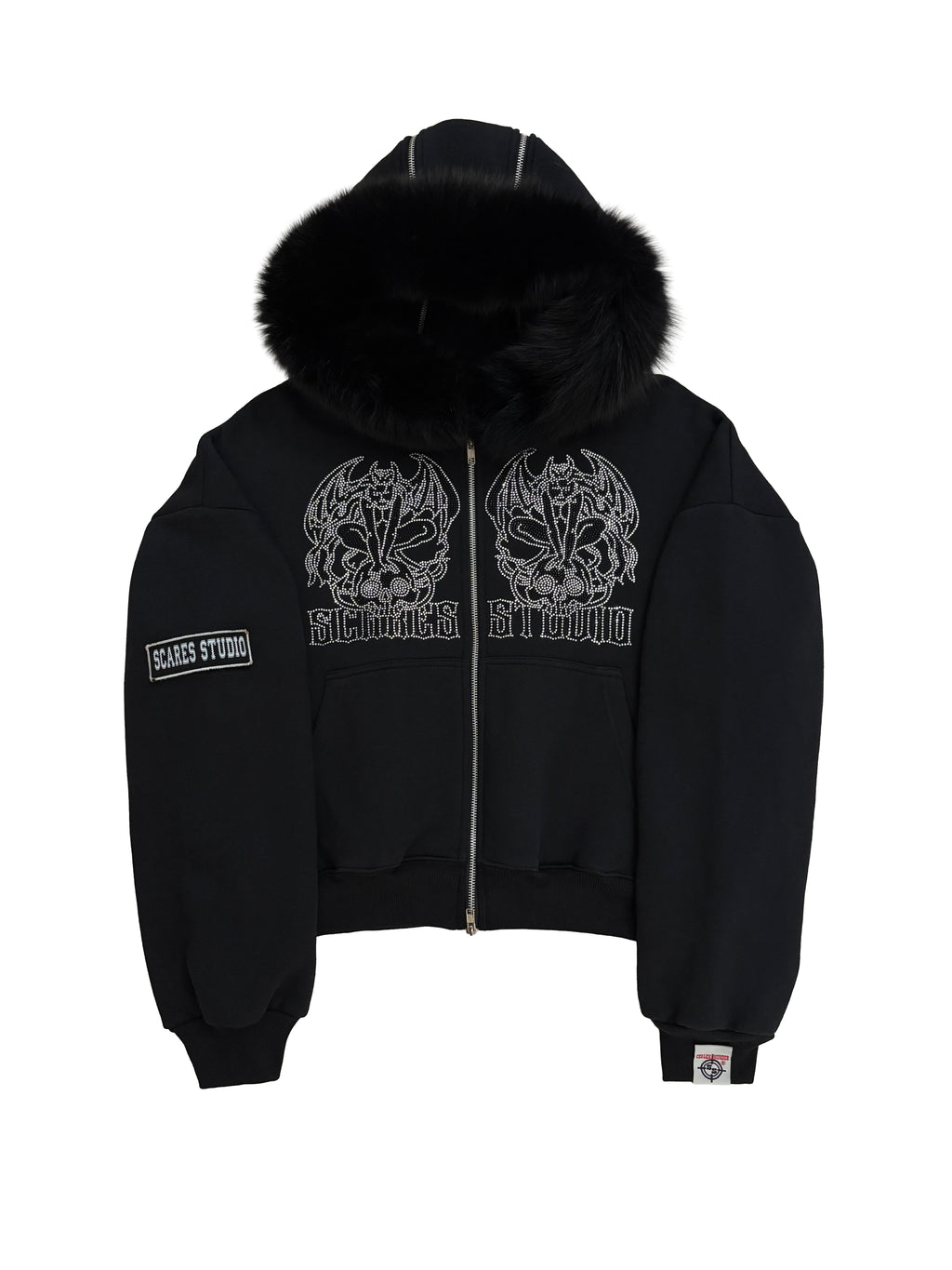 BLACK SKULL FALLEN ANGELS ZIPPER