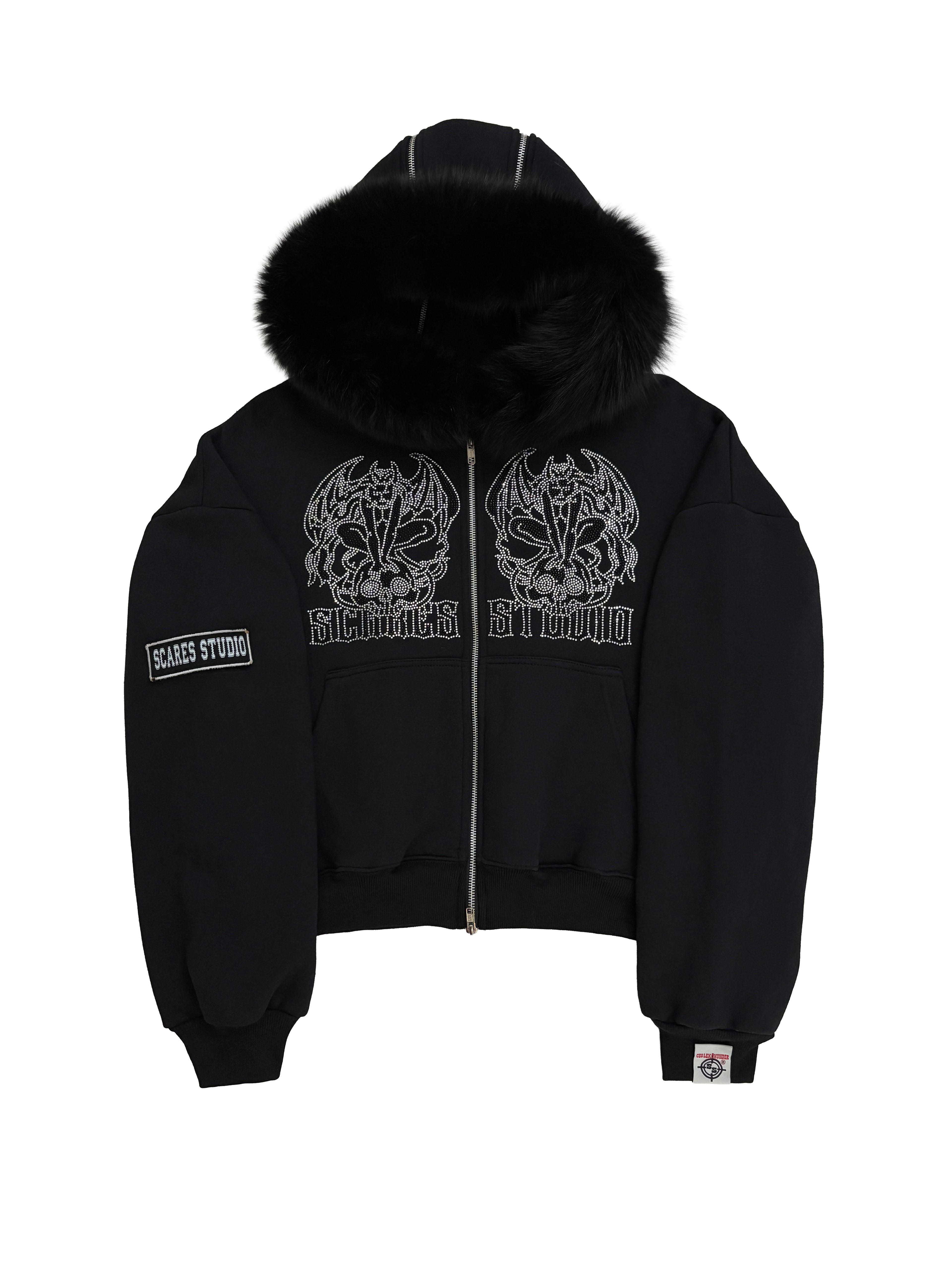 BLACK SKULL FALLEN ANGELS ZIPPER