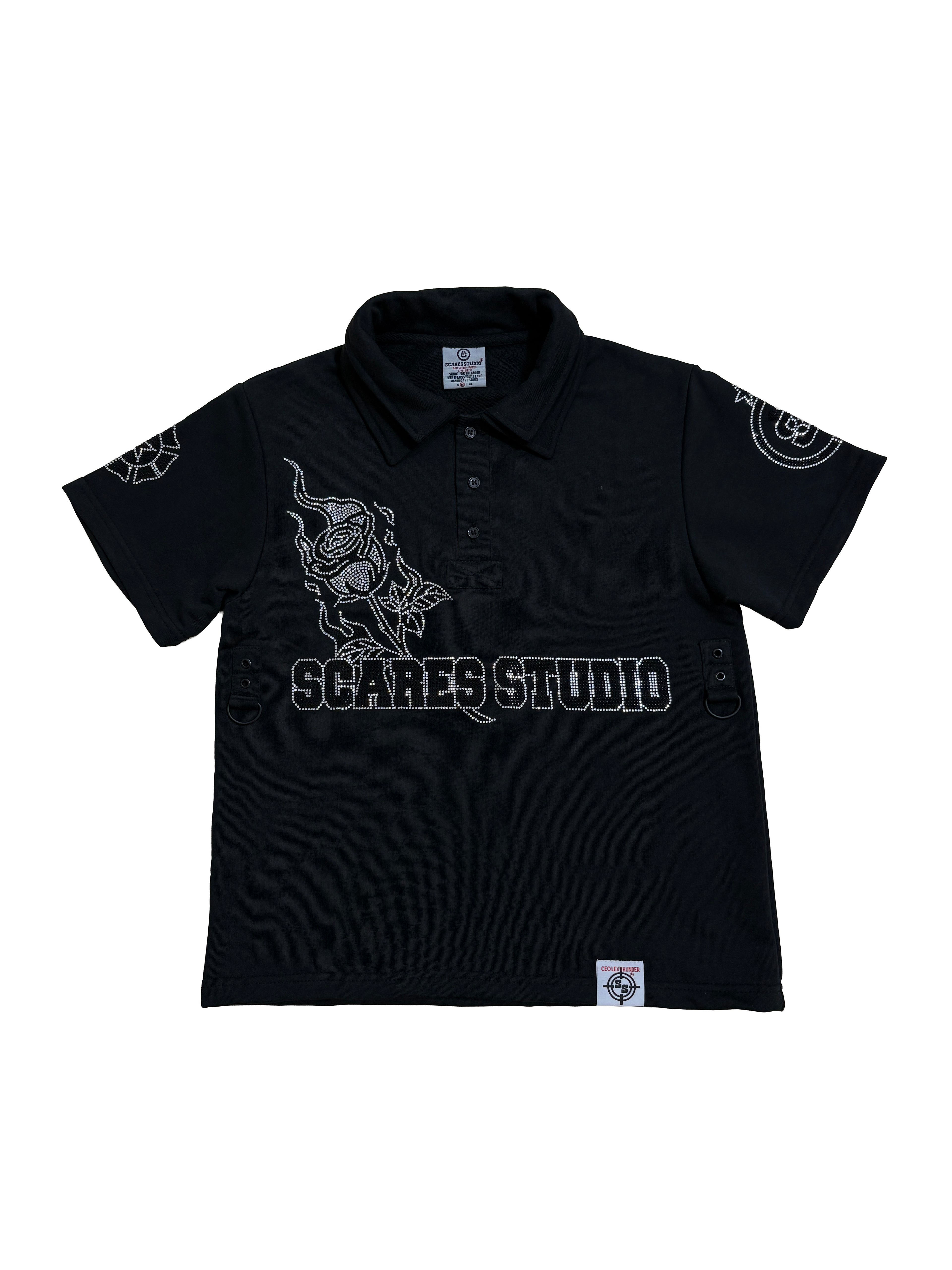 THE NEW BORNSTAR ROSE BLACK POLO SHIRT