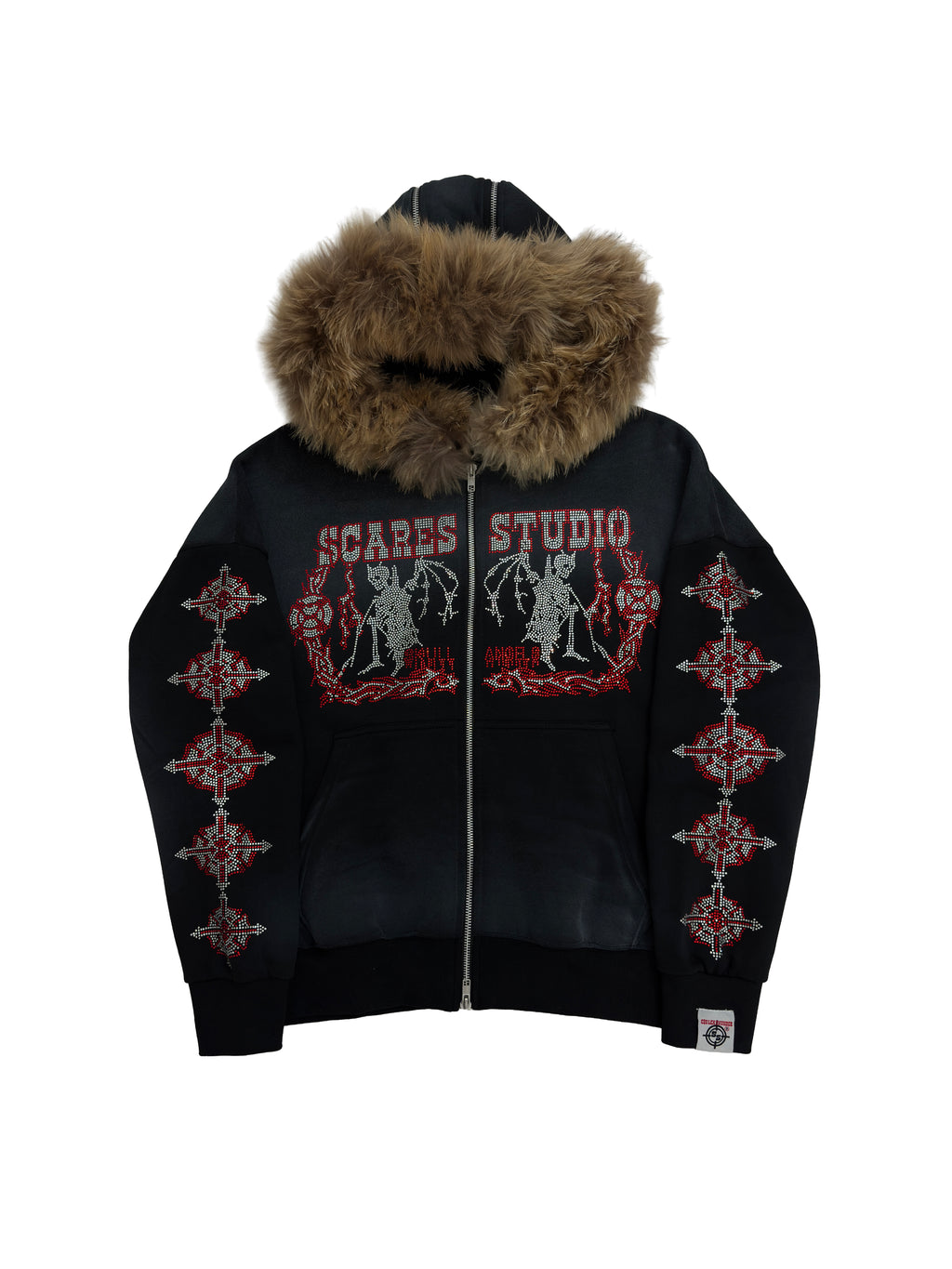 SKULL ANGELS BLACK SPRAY-WASH ZIPPER