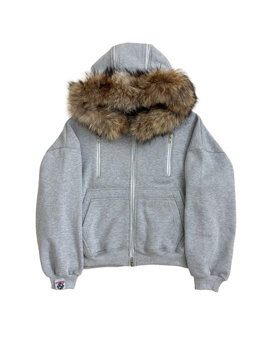 HEATHER GREY CARPENTER TECH FUR ZIPPER
