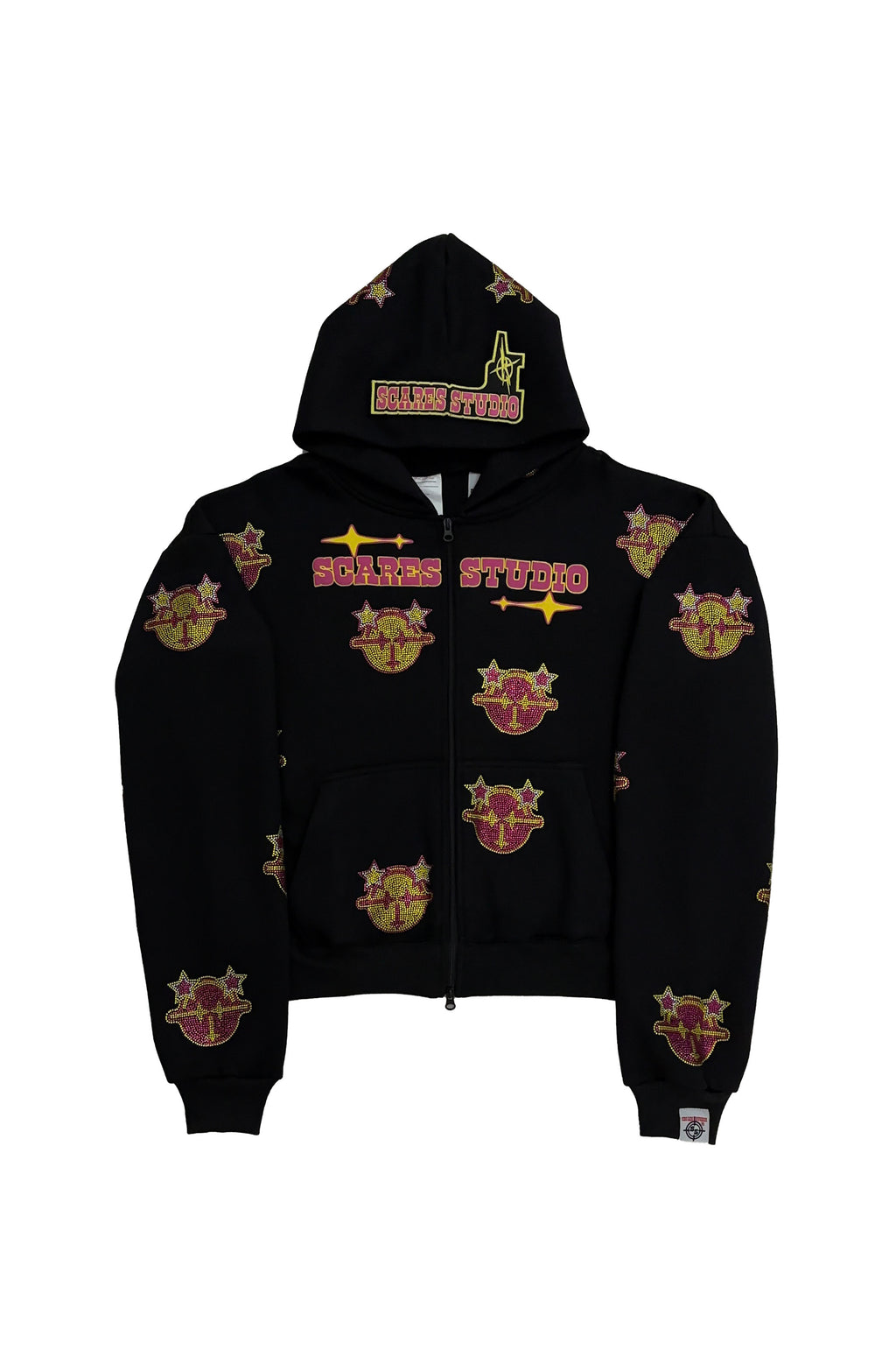 BLACK CARTOON STARS ZIPPER HOODIE