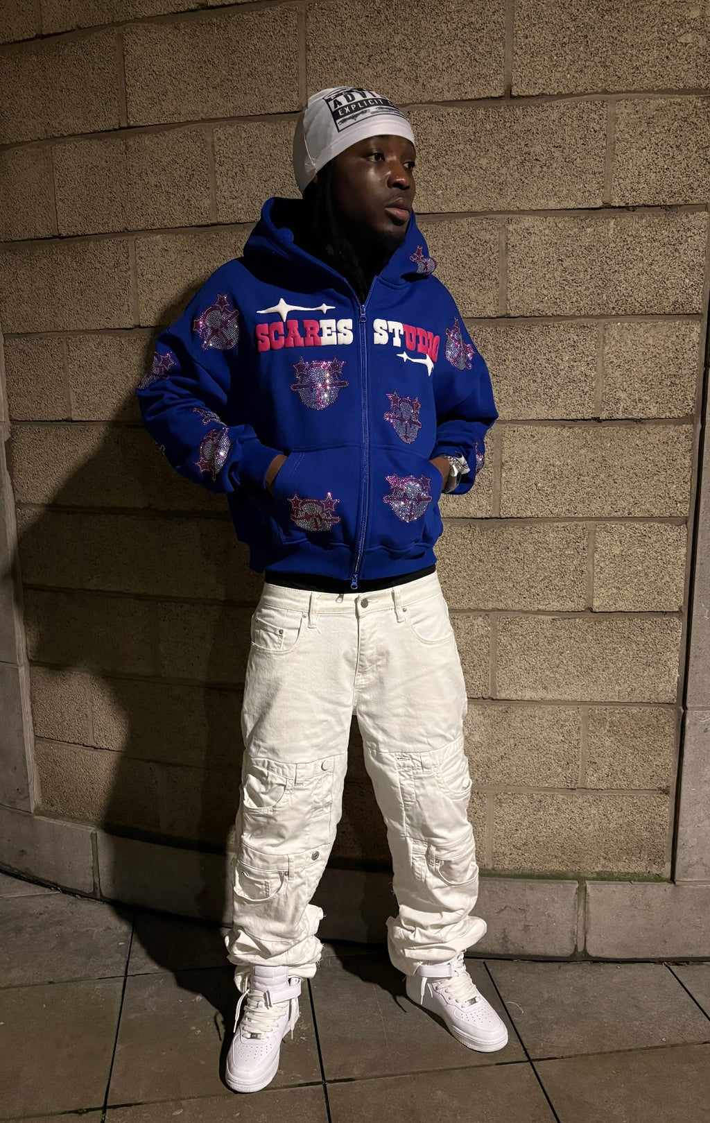 ROYAL BLUE CARTOON STARS ZIPPER