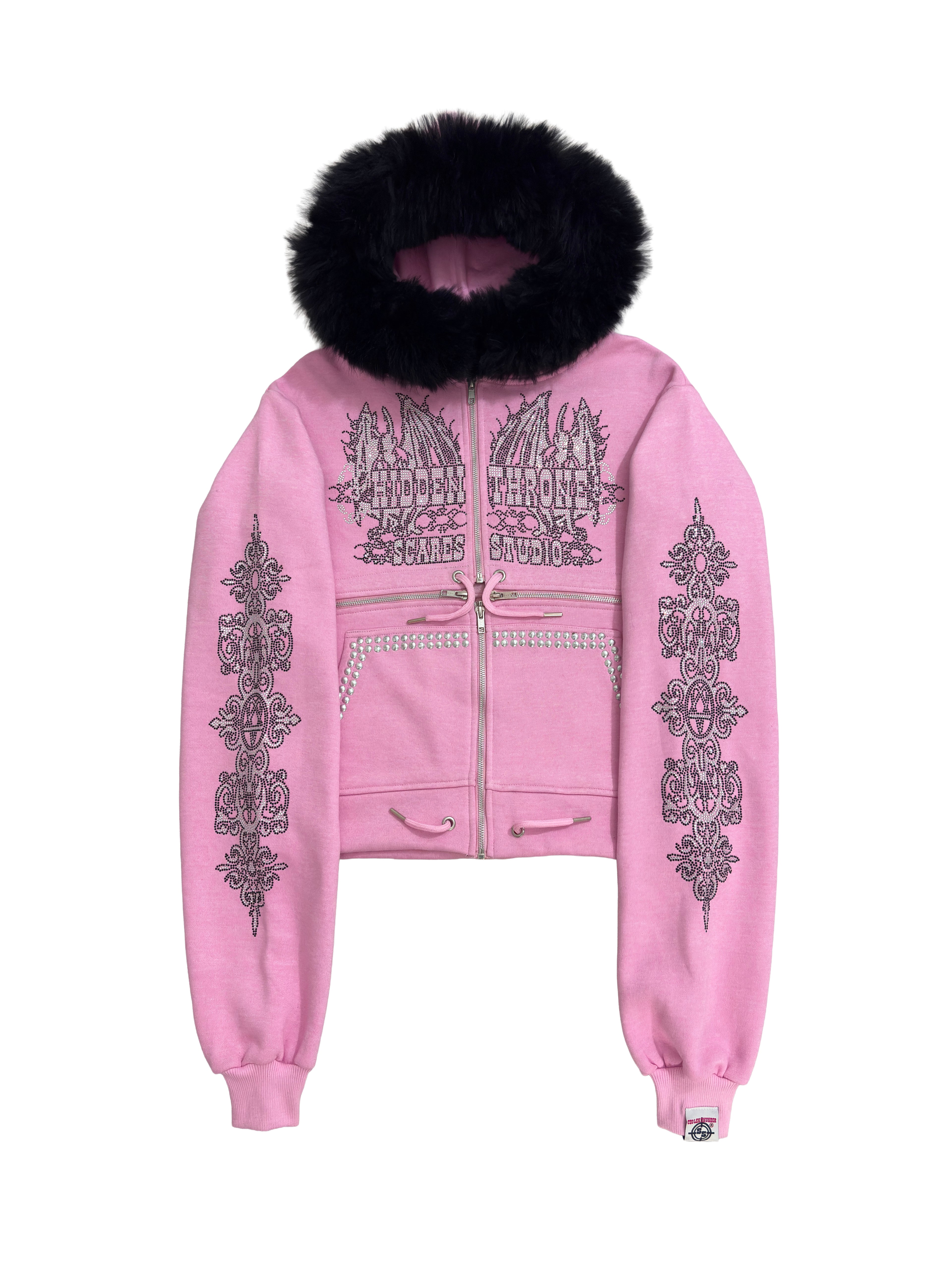 HIDDEN THRONE BABY PINK CROSS-ZIPPER