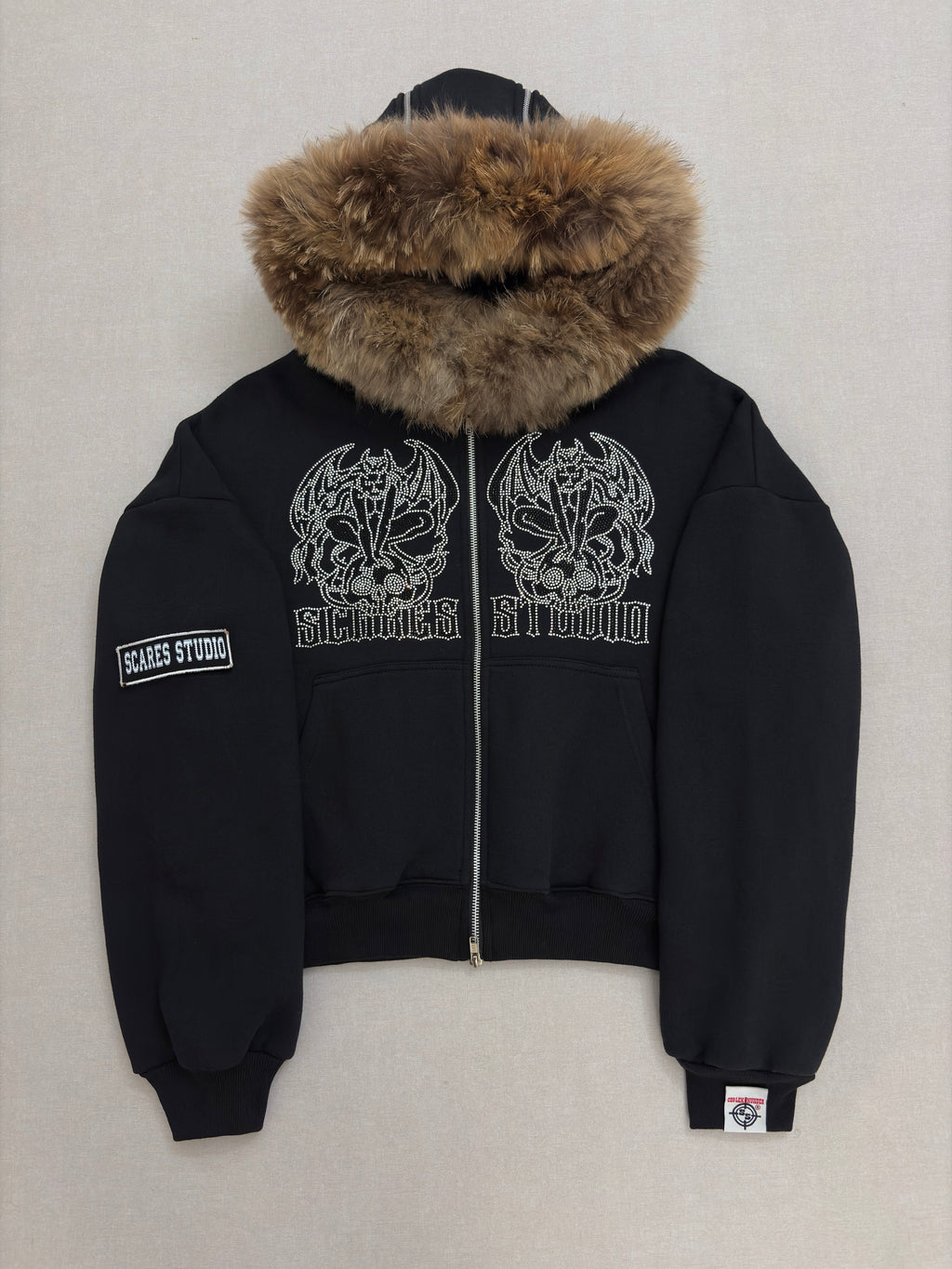 BLACK SKULL FALLEN ANGELS ZIPPER