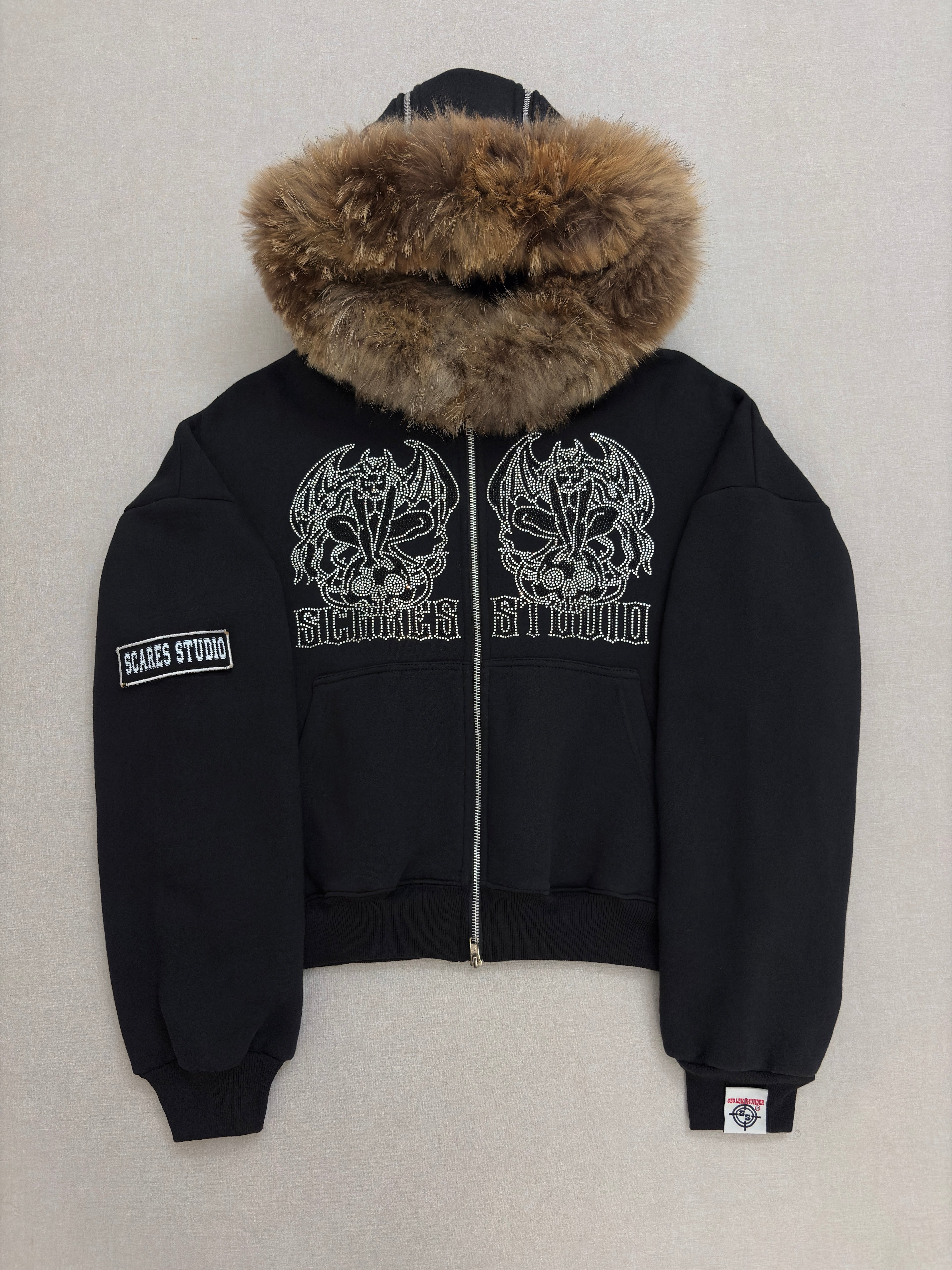 BLACK SKULL FALLEN ANGELS ZIPPER