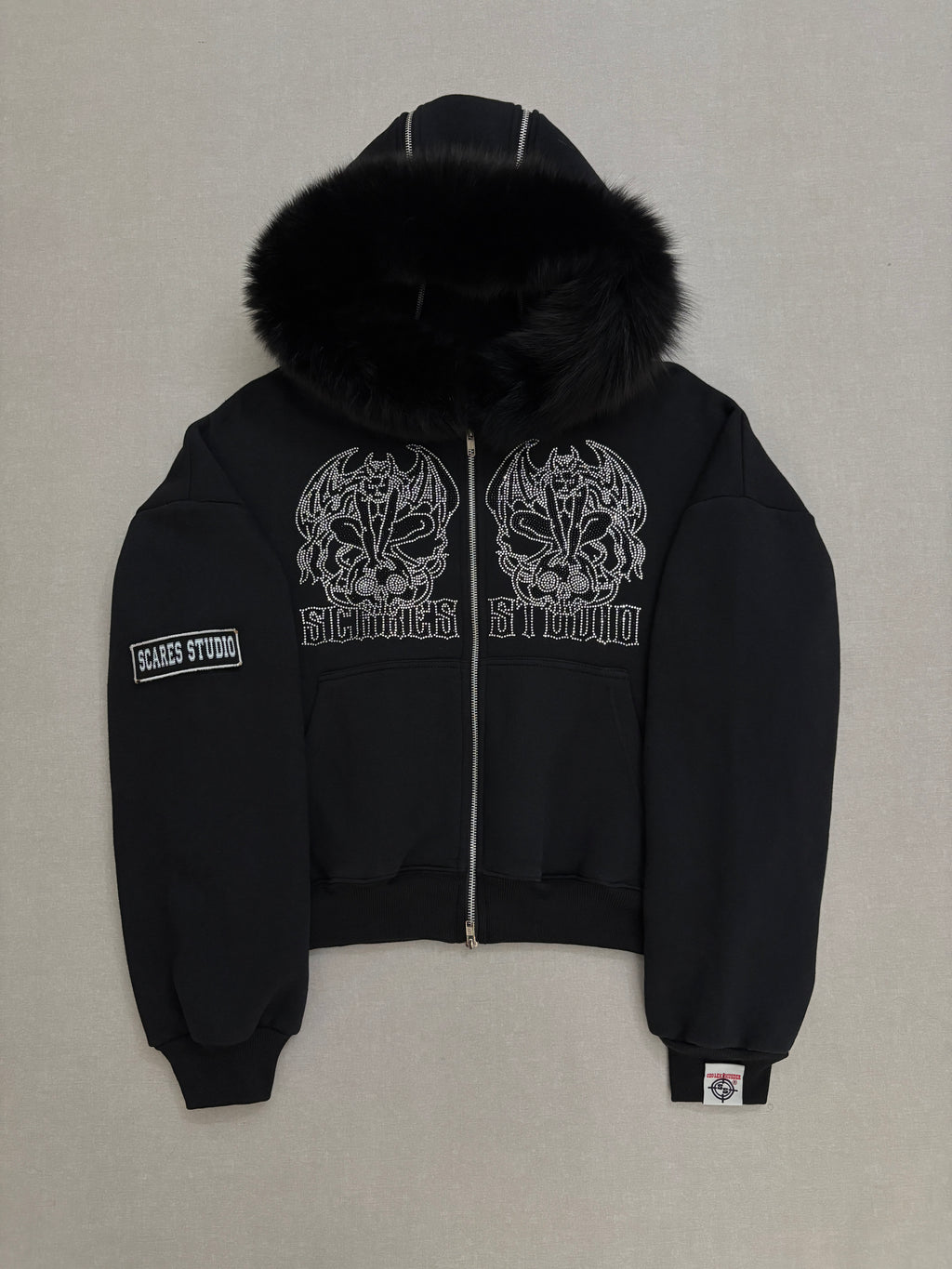 BLACK SKULL FALLEN ANGELS ZIPPER
