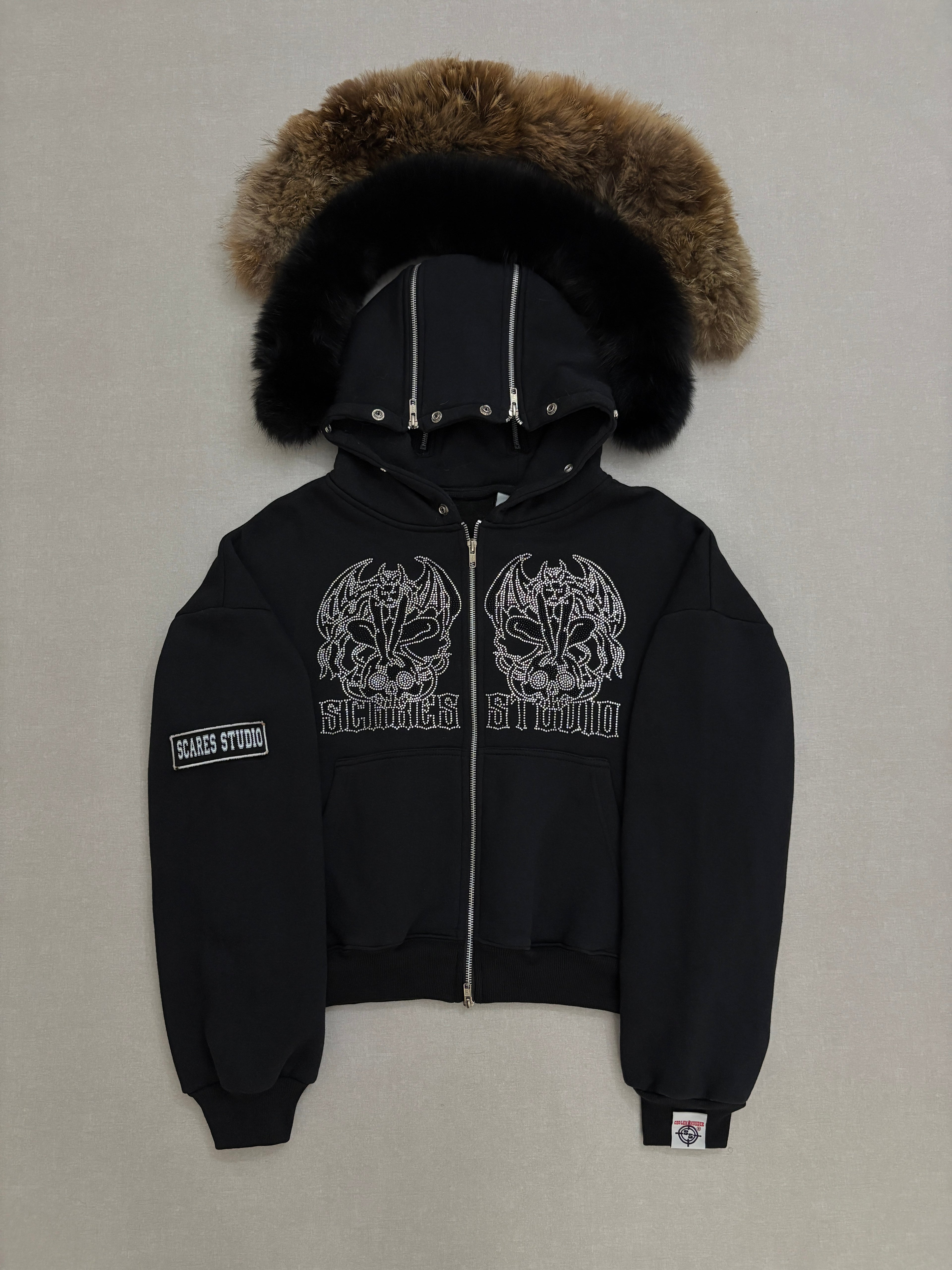 BLACK SKULL FALLEN ANGELS ZIPPER