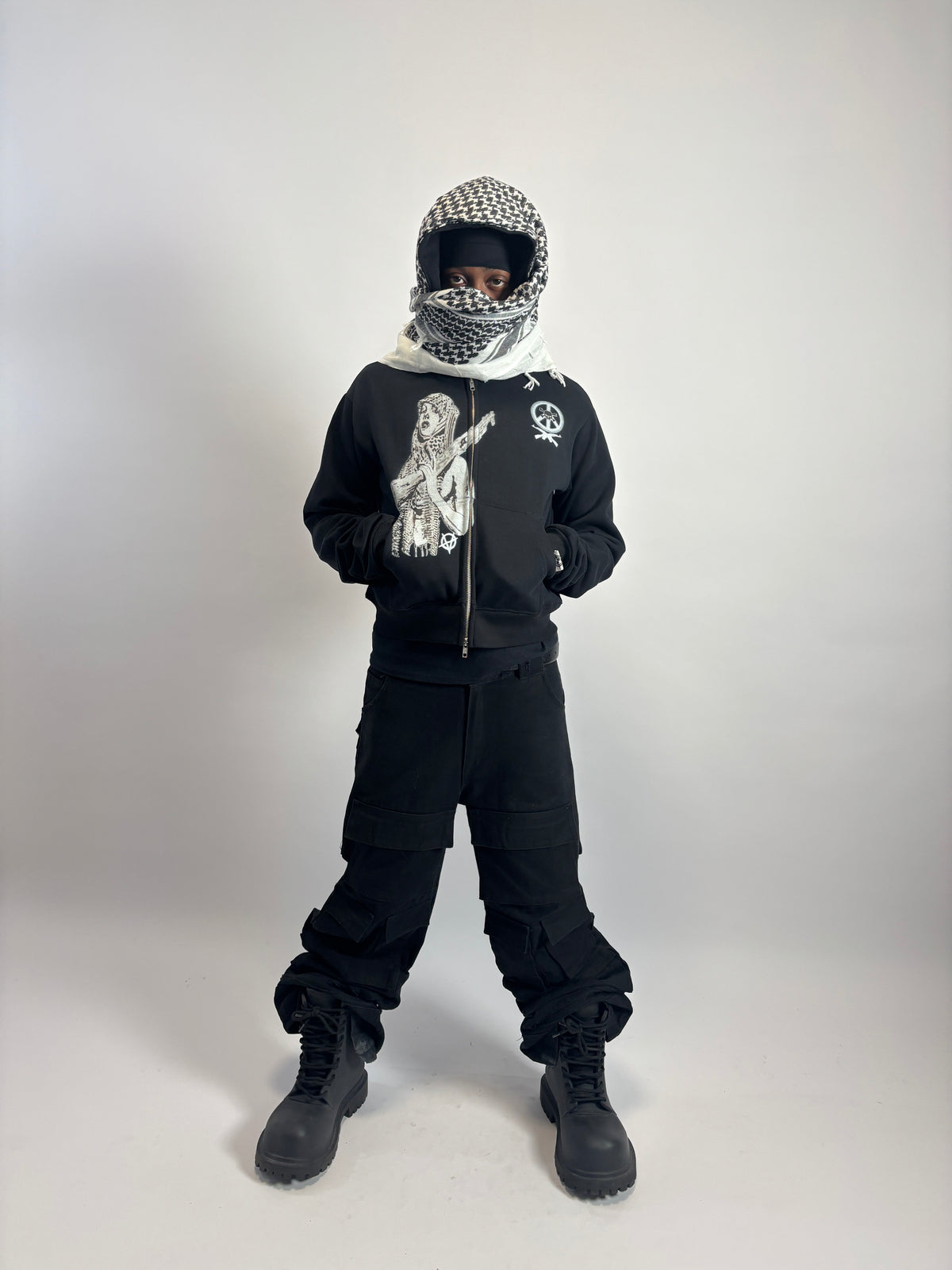 ANARCHY WARRIORS TURBAN SCARF ZIPPER