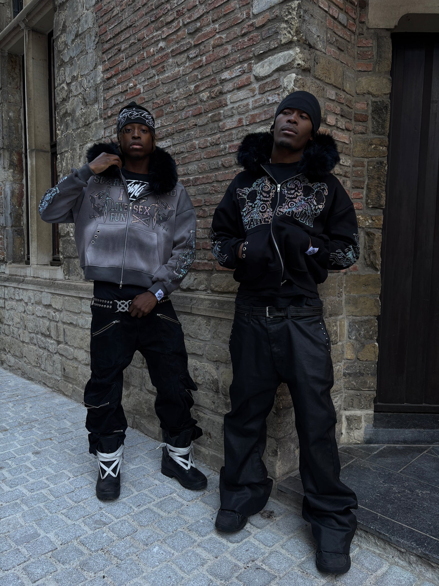 SPRAY WASH ASH-GREY MULTI SHADE FUR ZIPPER