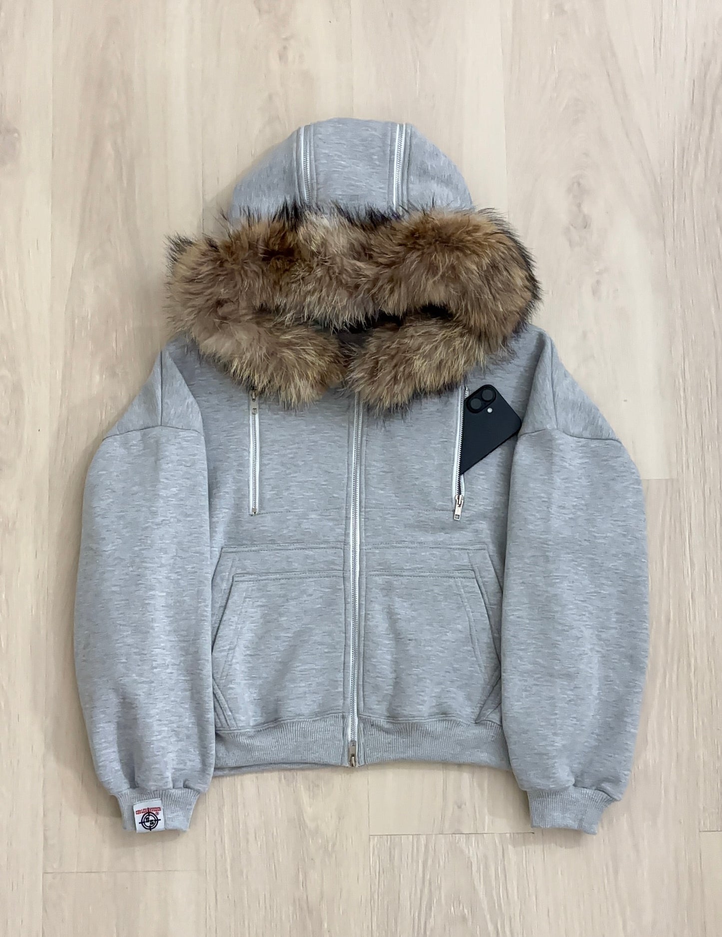 HEATHER GREY CARPENTER TECH FUR ZIPPER