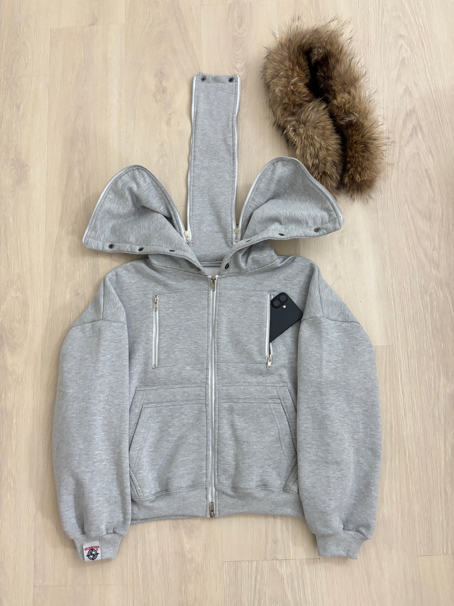 HEATHER GREY CARPENTER TECH FUR ZIPPER
