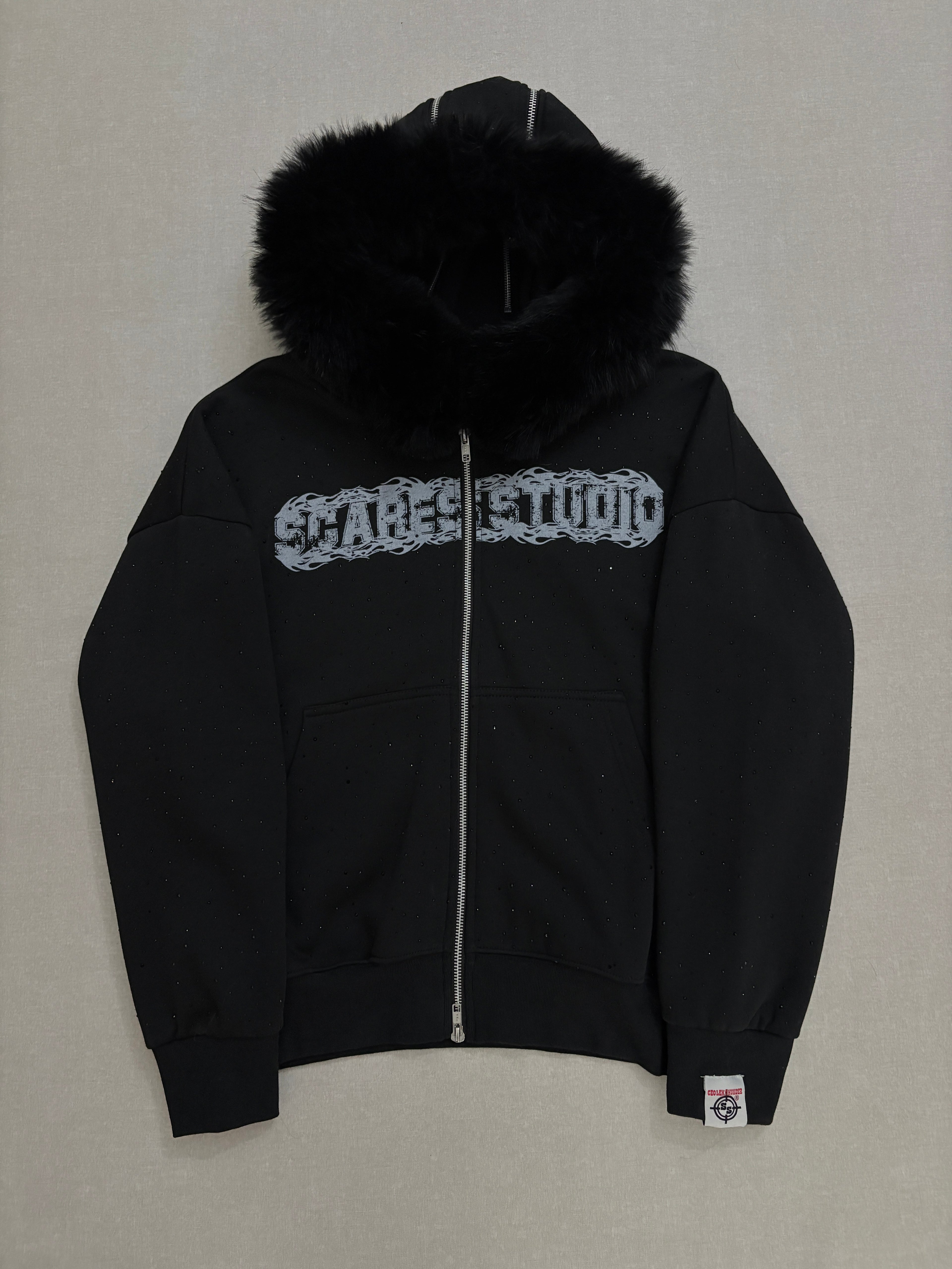 NIGHT STARS BLACK FUR ZIPPER