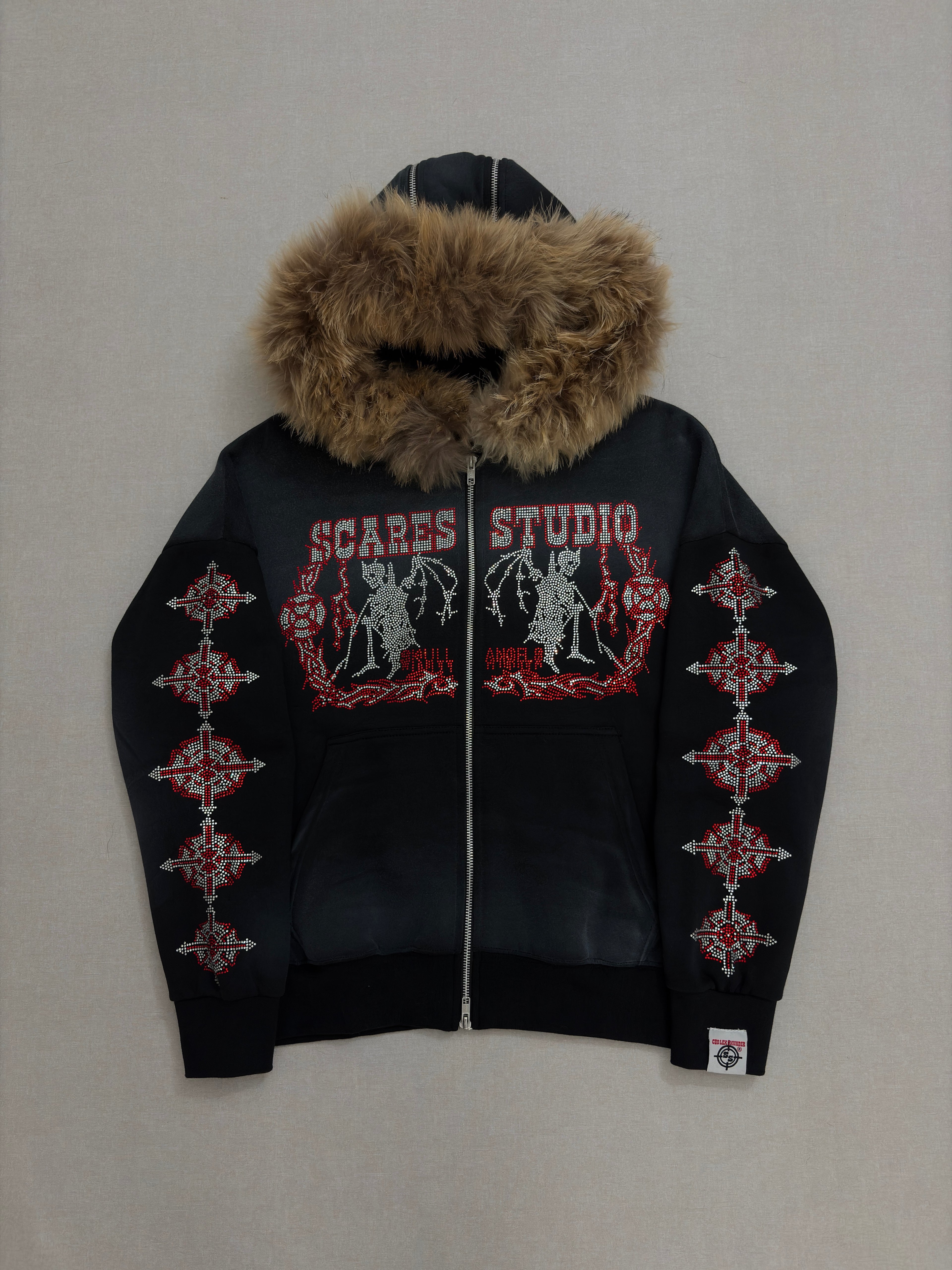 SKULL ANGELS BLACK SPRAY-WASH ZIPPER