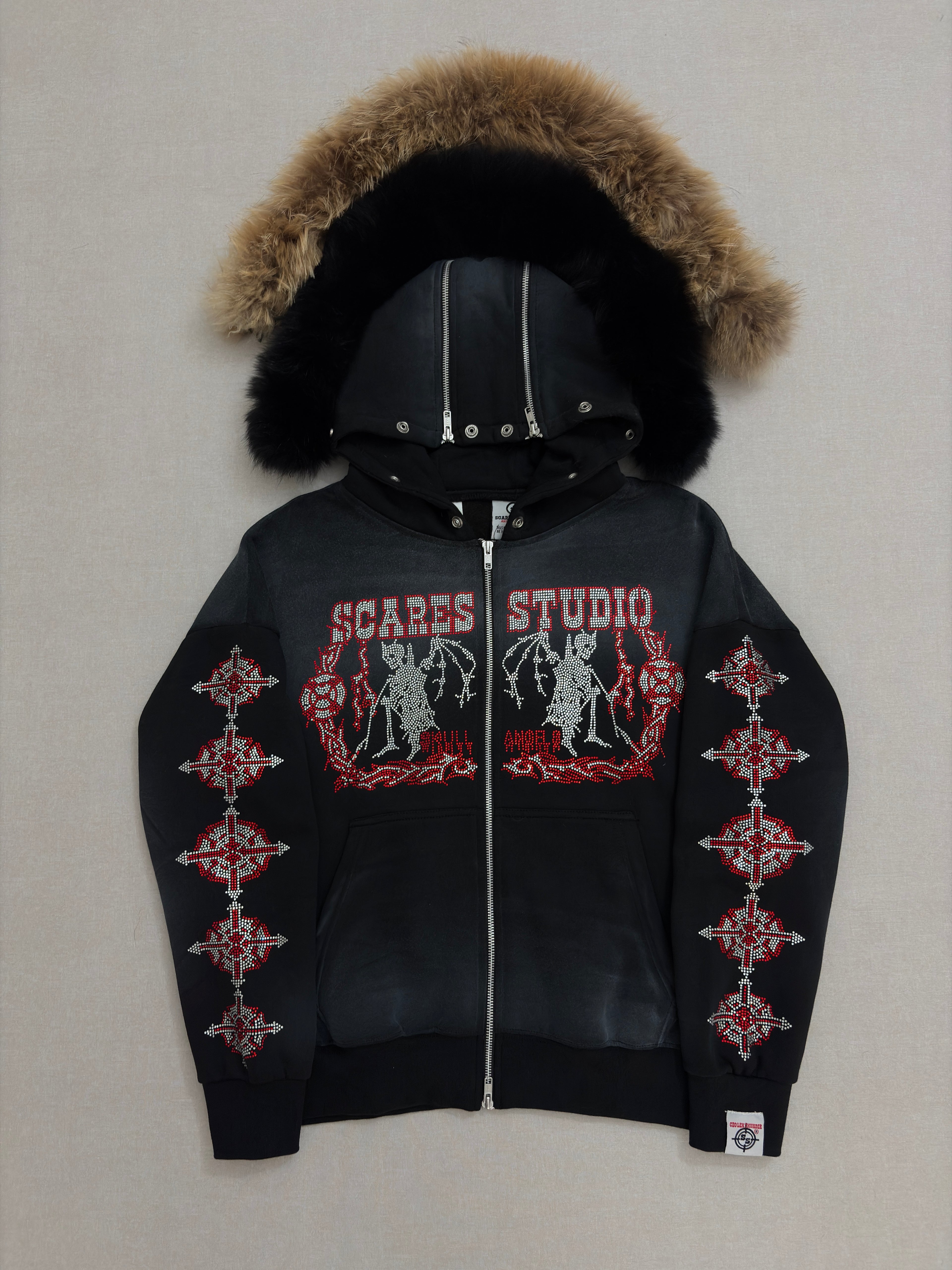 SKULL ANGELS BLACK SPRAY-WASH ZIPPER