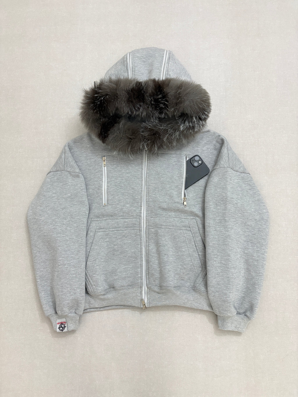 HEATHER GREY CARPENTER TECH FUR ZIPPER