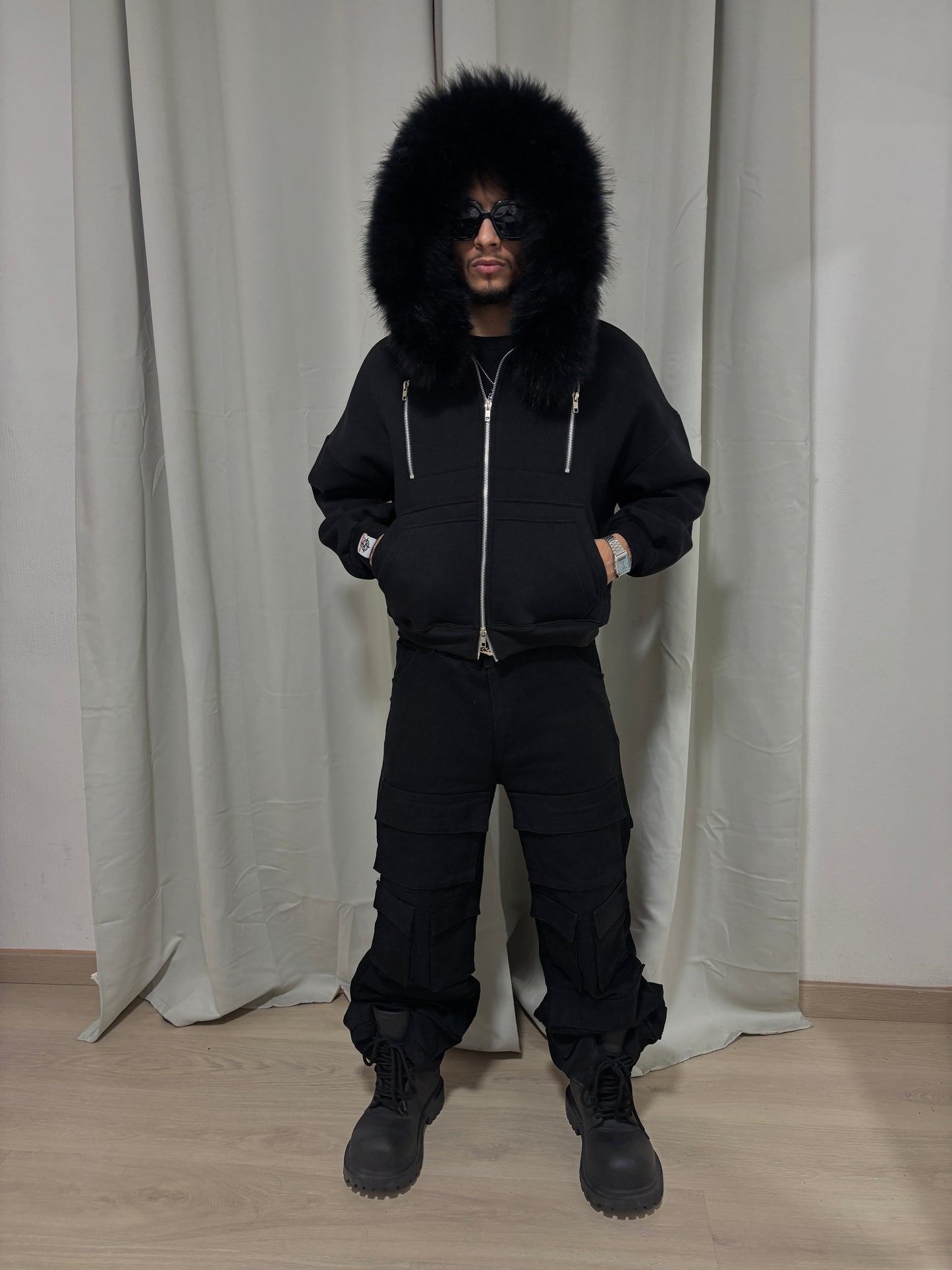 BLACK CARPENTER TECH FUR ZIPPER