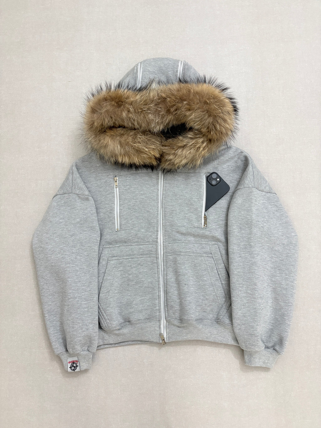 HEATHER GREY CARPENTER TECH FUR ZIPPER