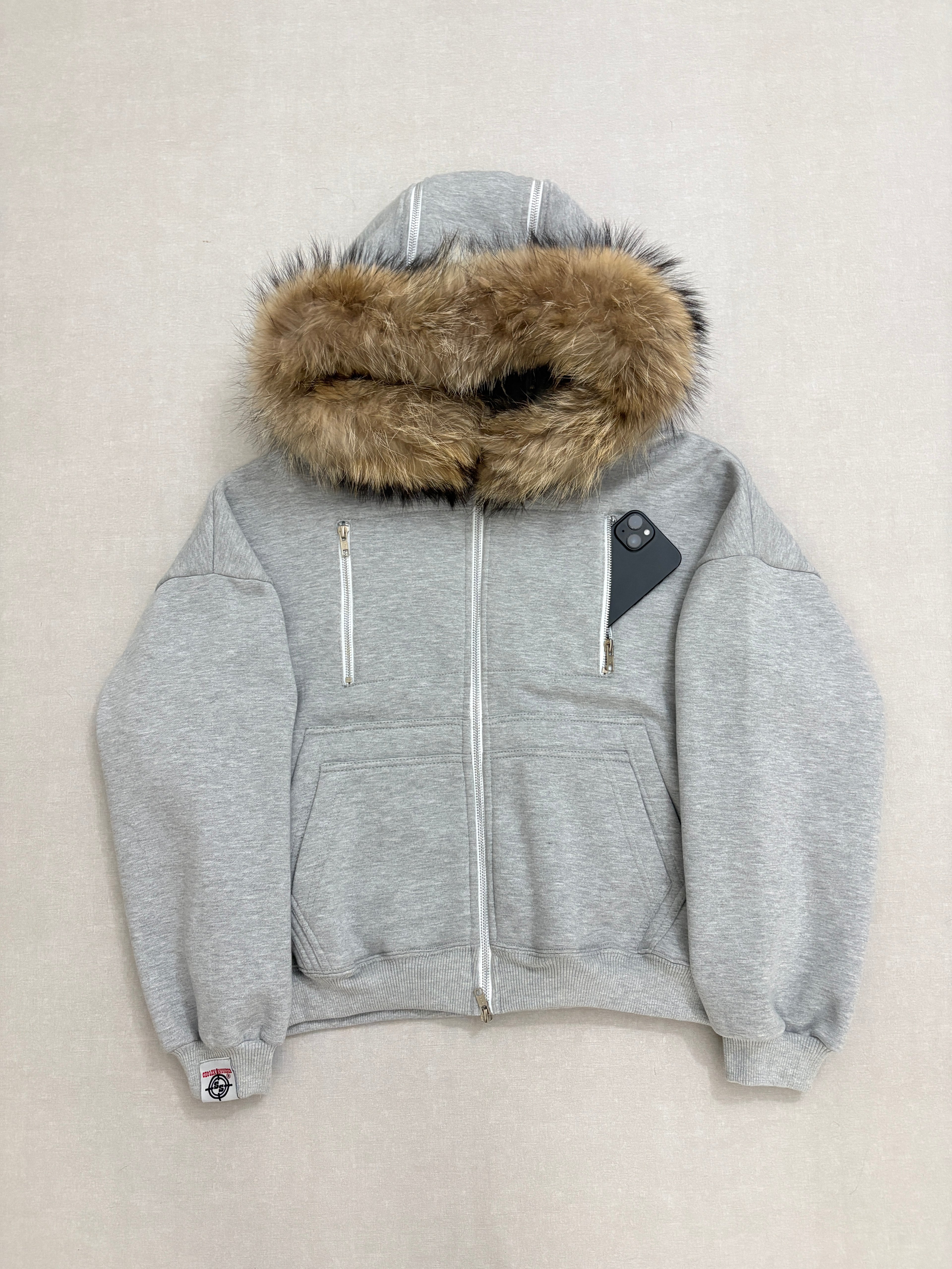 HEATHER GREY CARPENTER TECH FUR ZIPPER