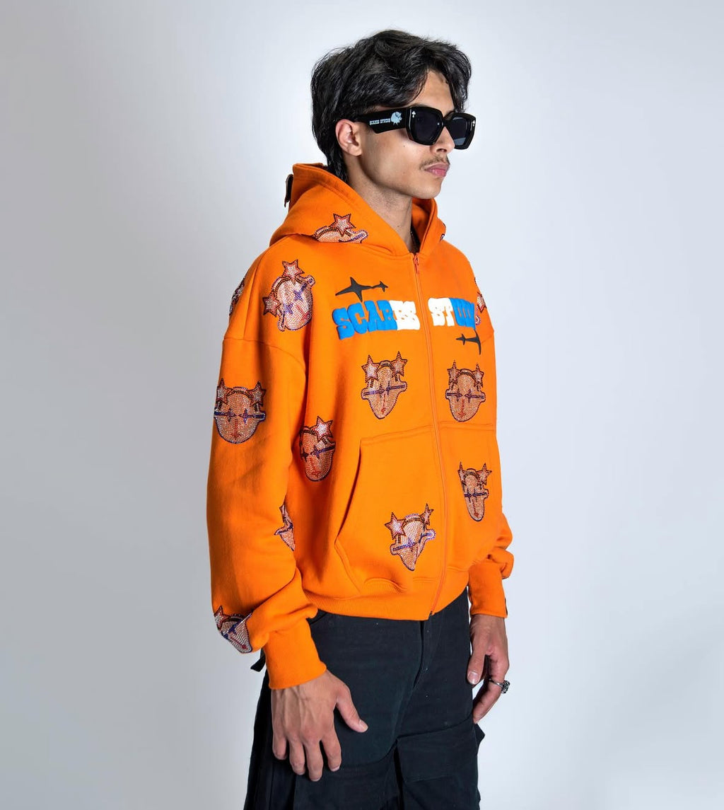ORANGE CARTOON STARS ZIPPER