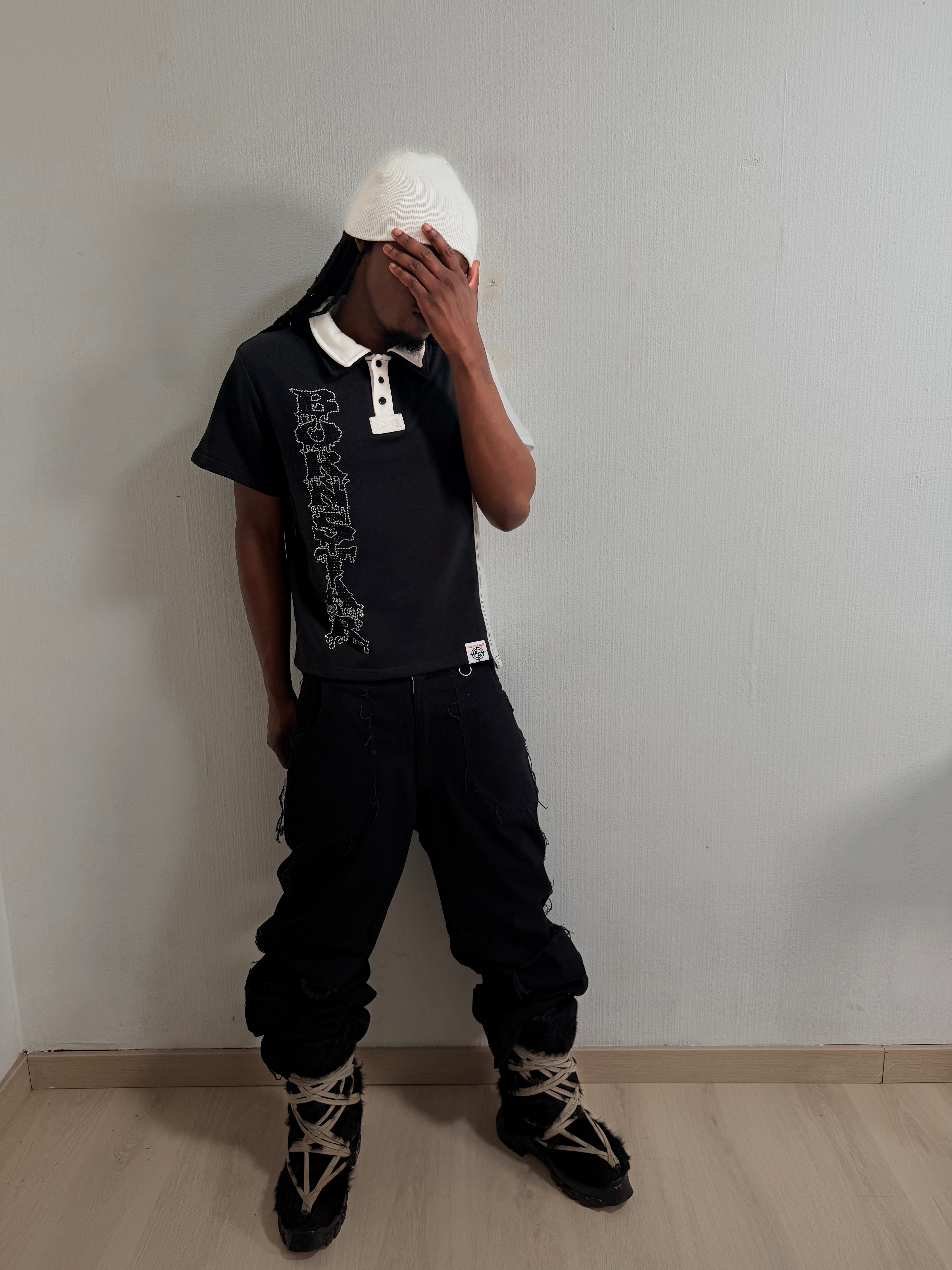 BORNSTAR WHITE & BLACK POLO SHIRT
