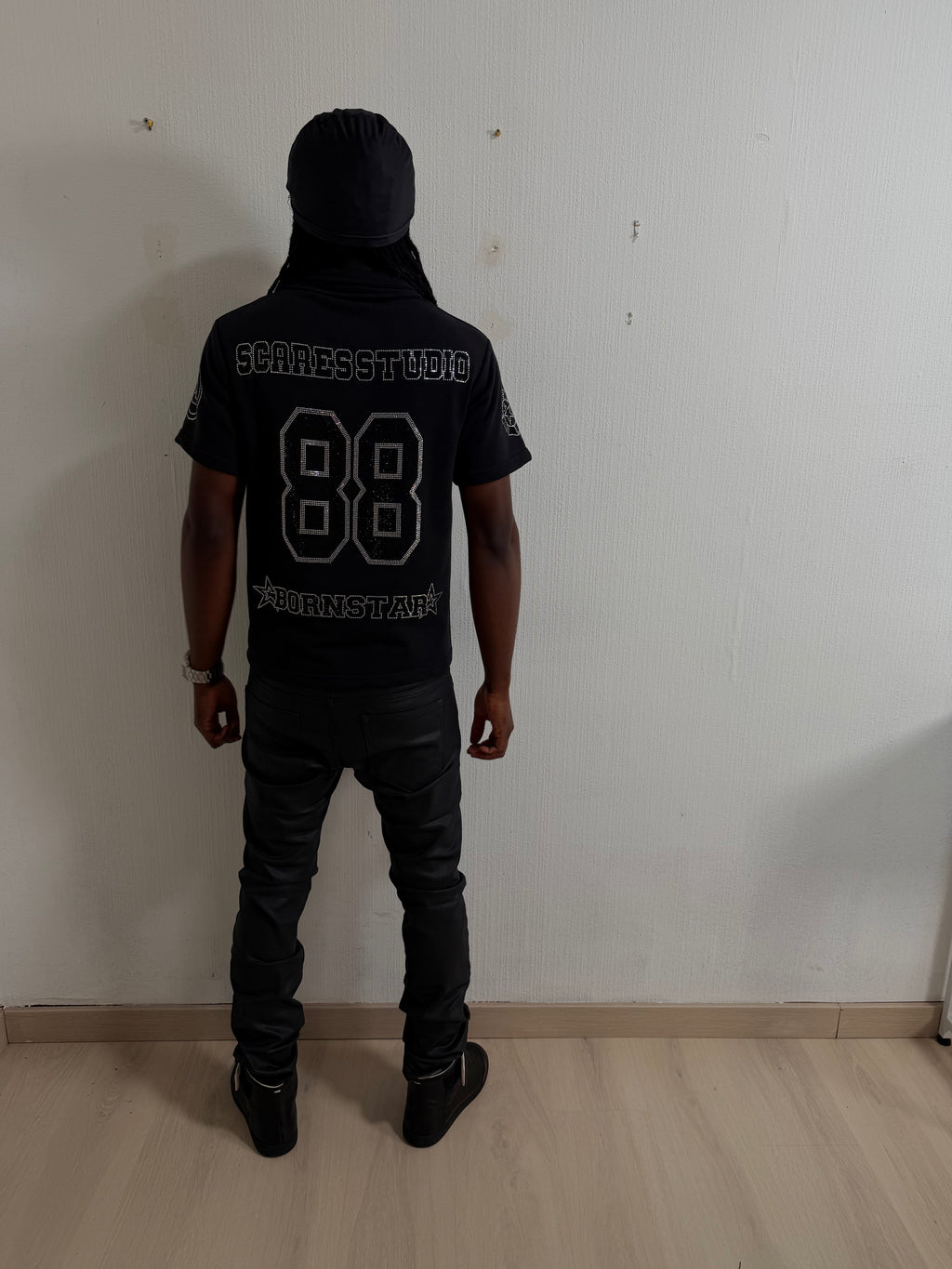 THE NEW BORNSTAR ROSE BLACK POLO SHIRT