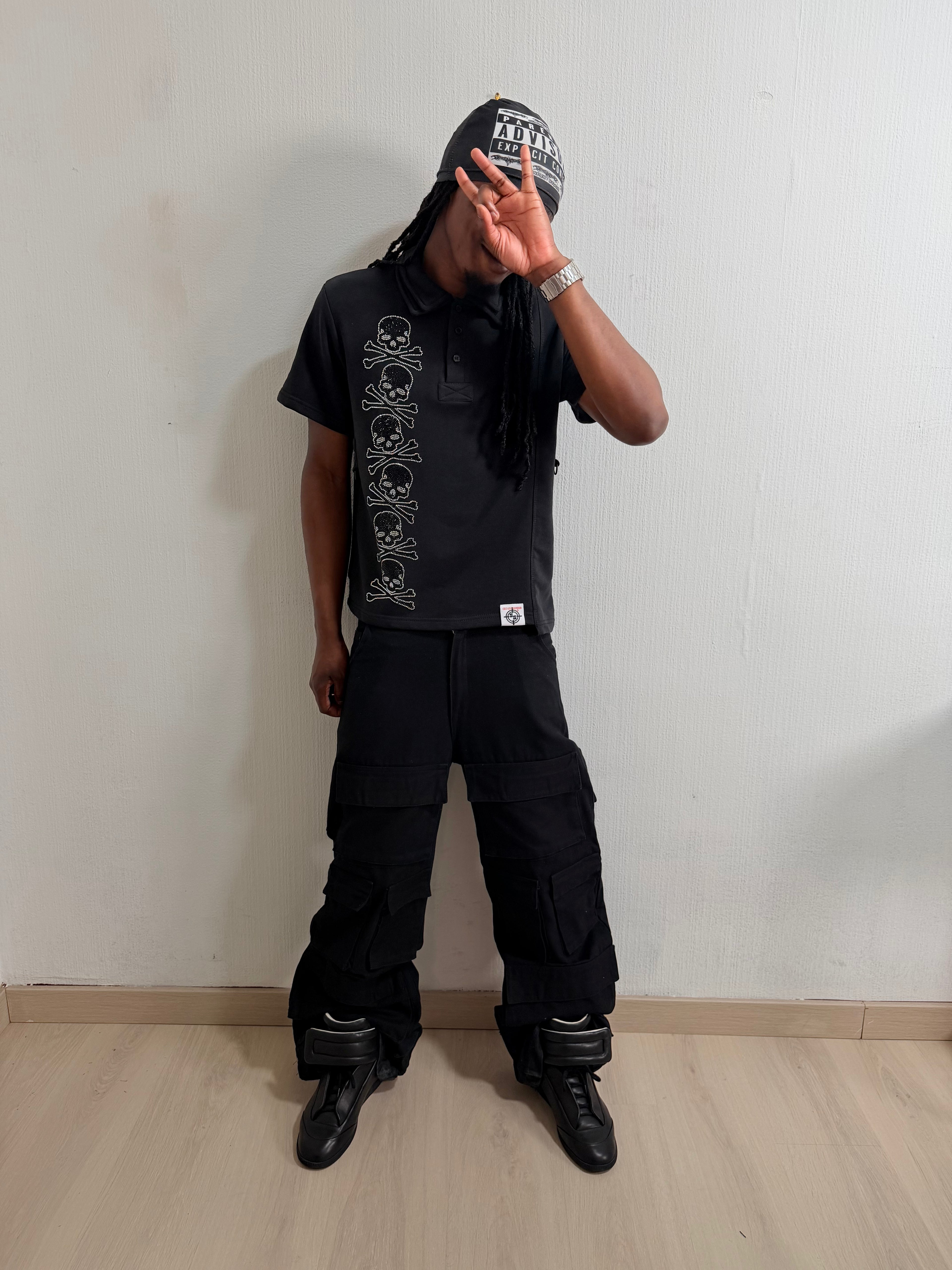 THE SKULL BLACK POLO SHIRT