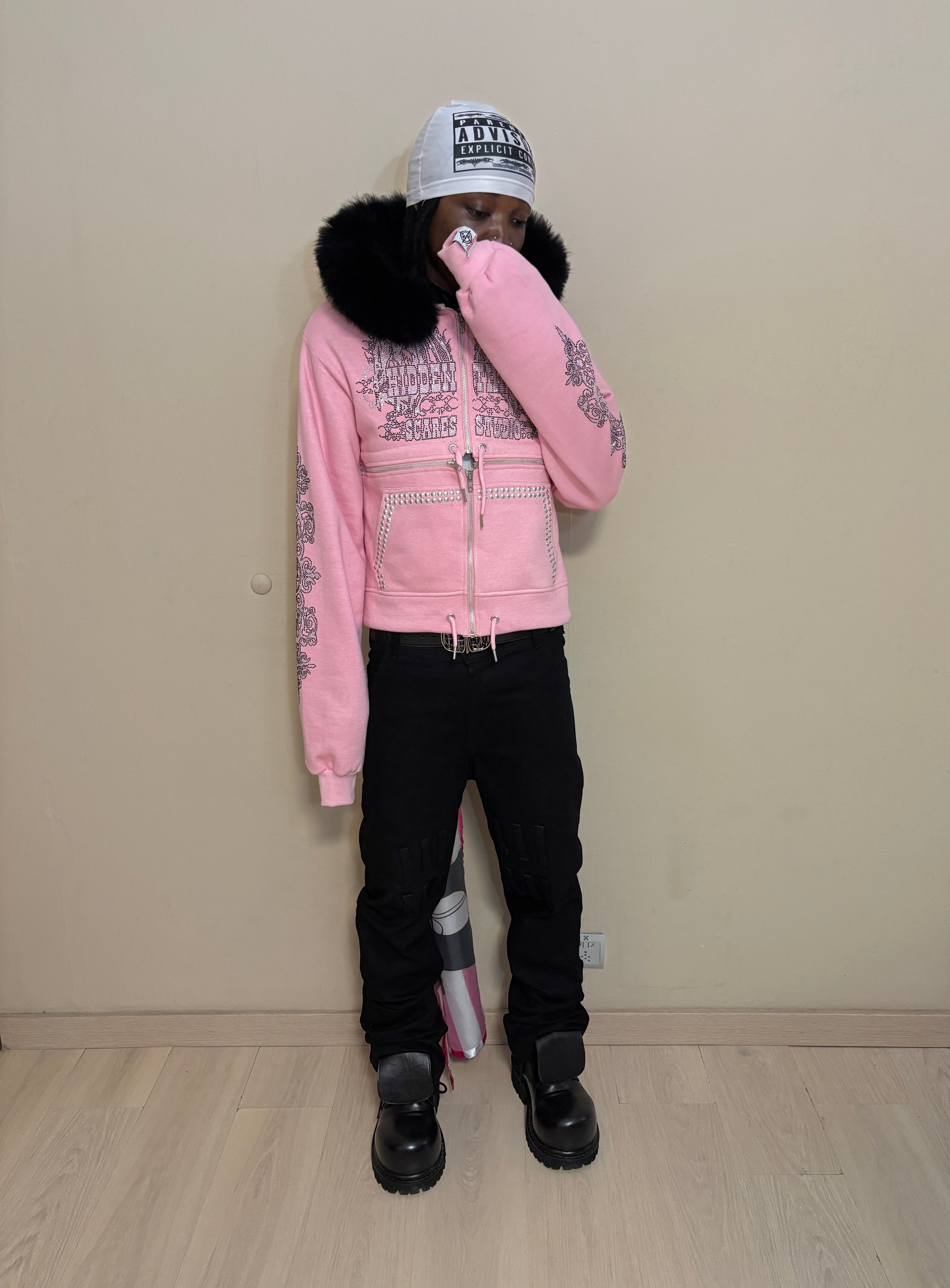 HIDDEN THRONE BABY PINK CROSS-ZIPPER