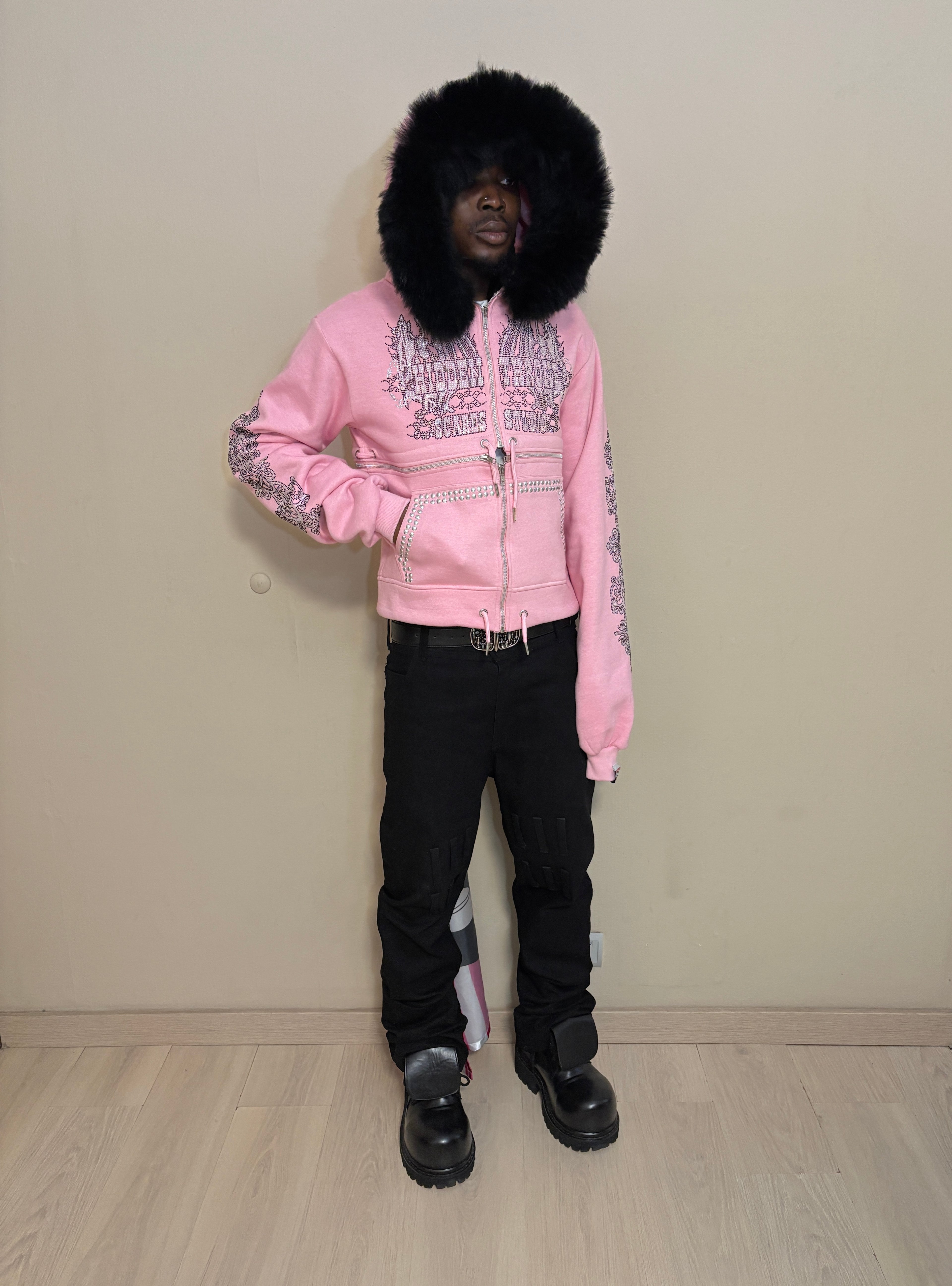 HIDDEN THRONE BABY PINK CROSS-ZIPPER