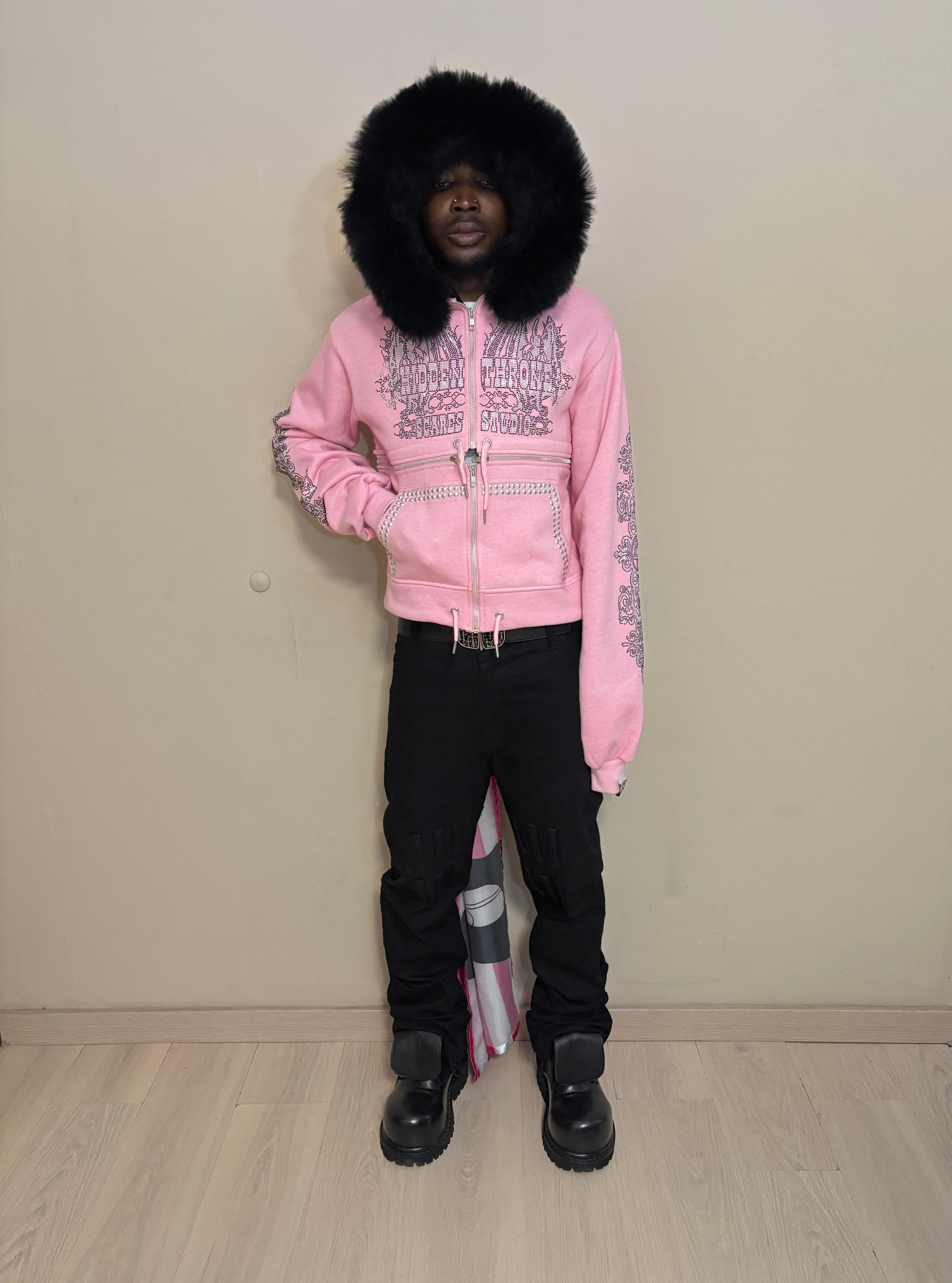 HIDDEN THRONE BABY PINK CROSS-ZIPPER