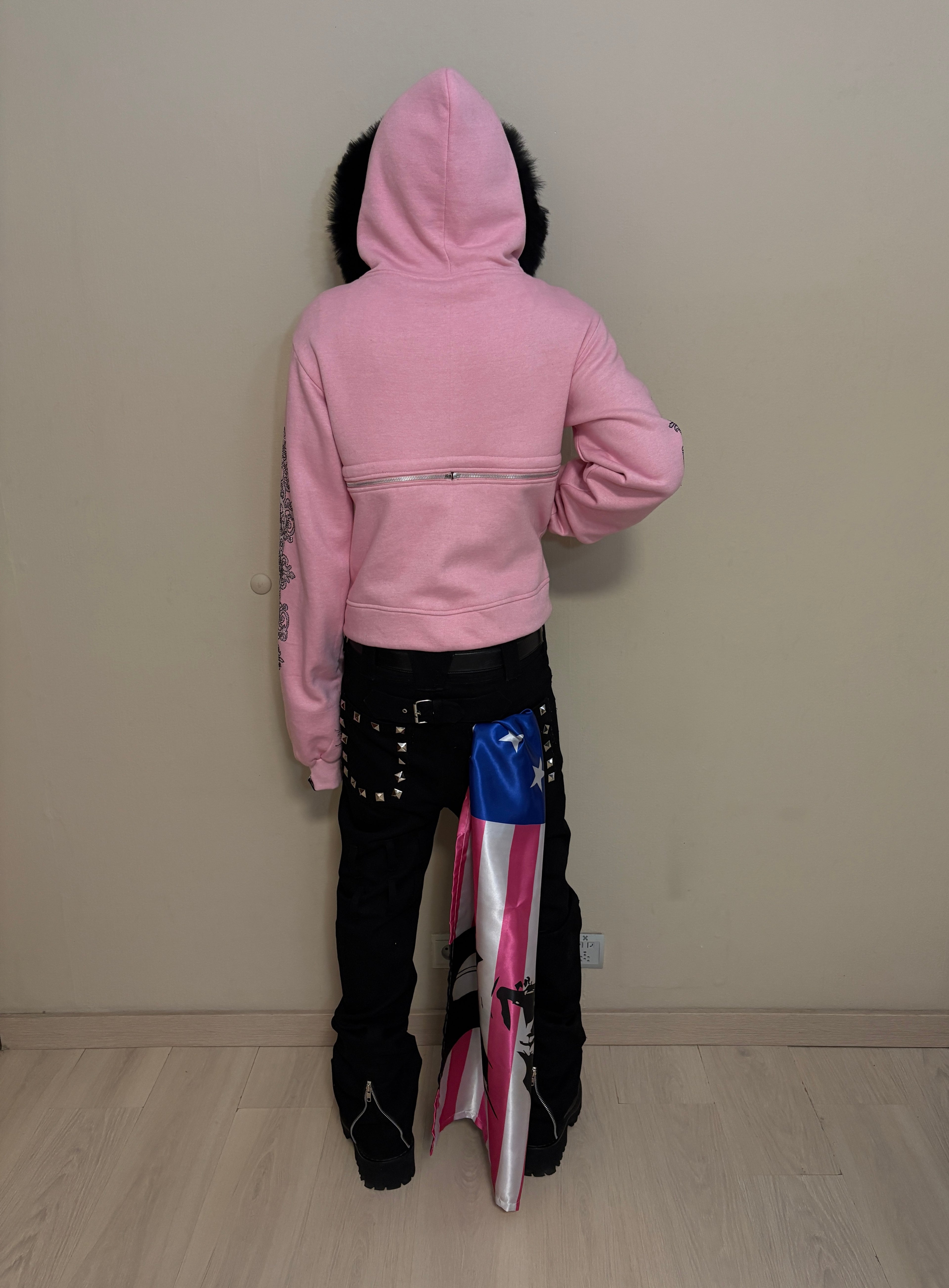 HIDDEN THRONE BABY PINK CROSS-ZIPPER