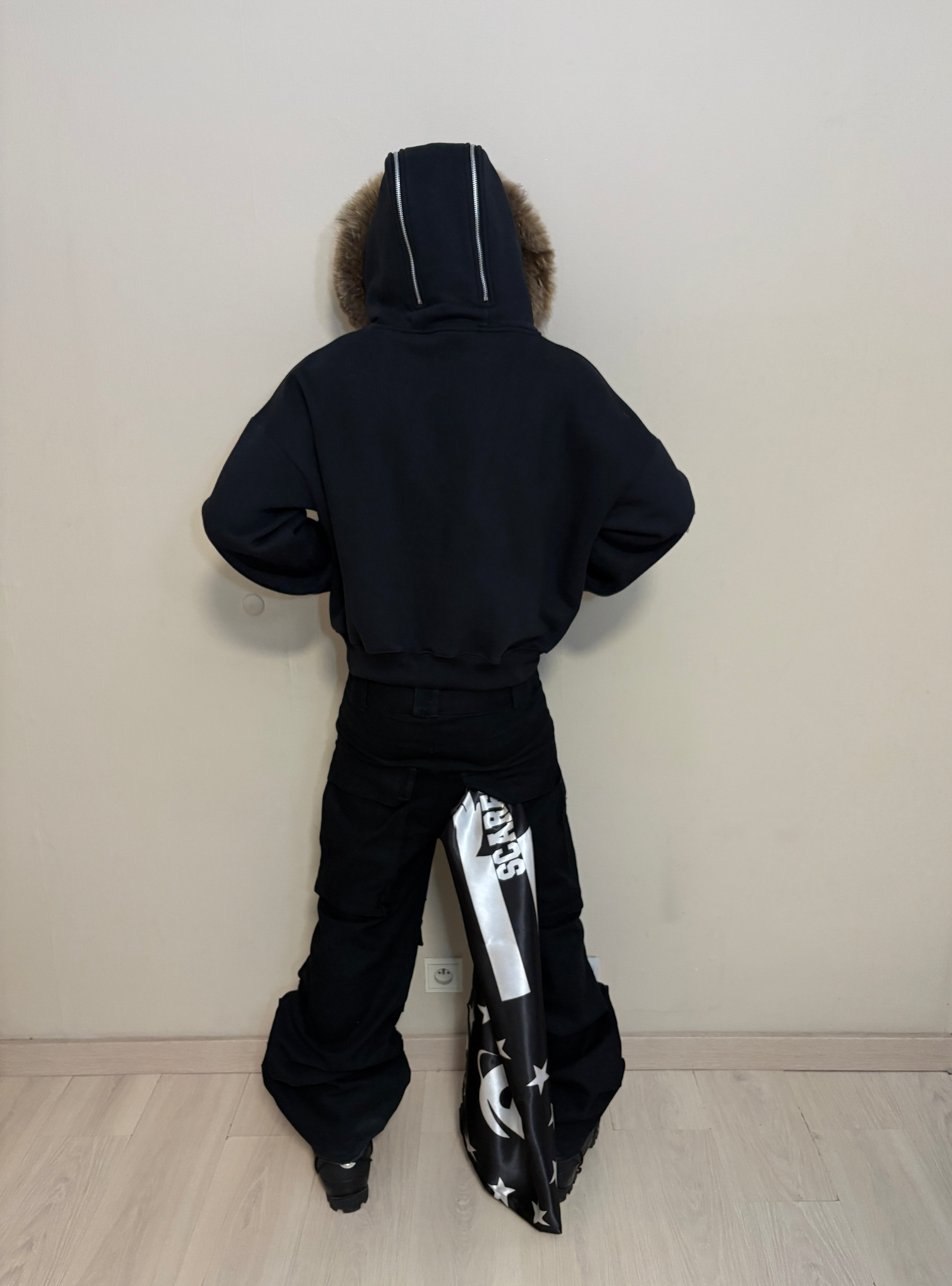 BLACK SKULL FALLEN ANGELS ZIPPER