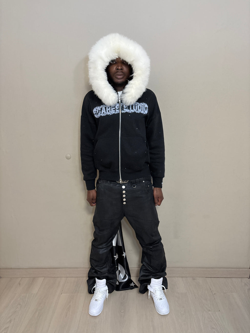 NIGHT STARS BLACK FUR ZIPPER