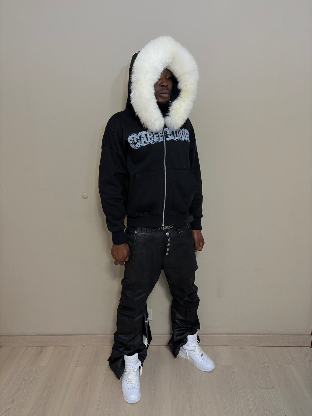 NIGHT STARS BLACK FUR ZIPPER