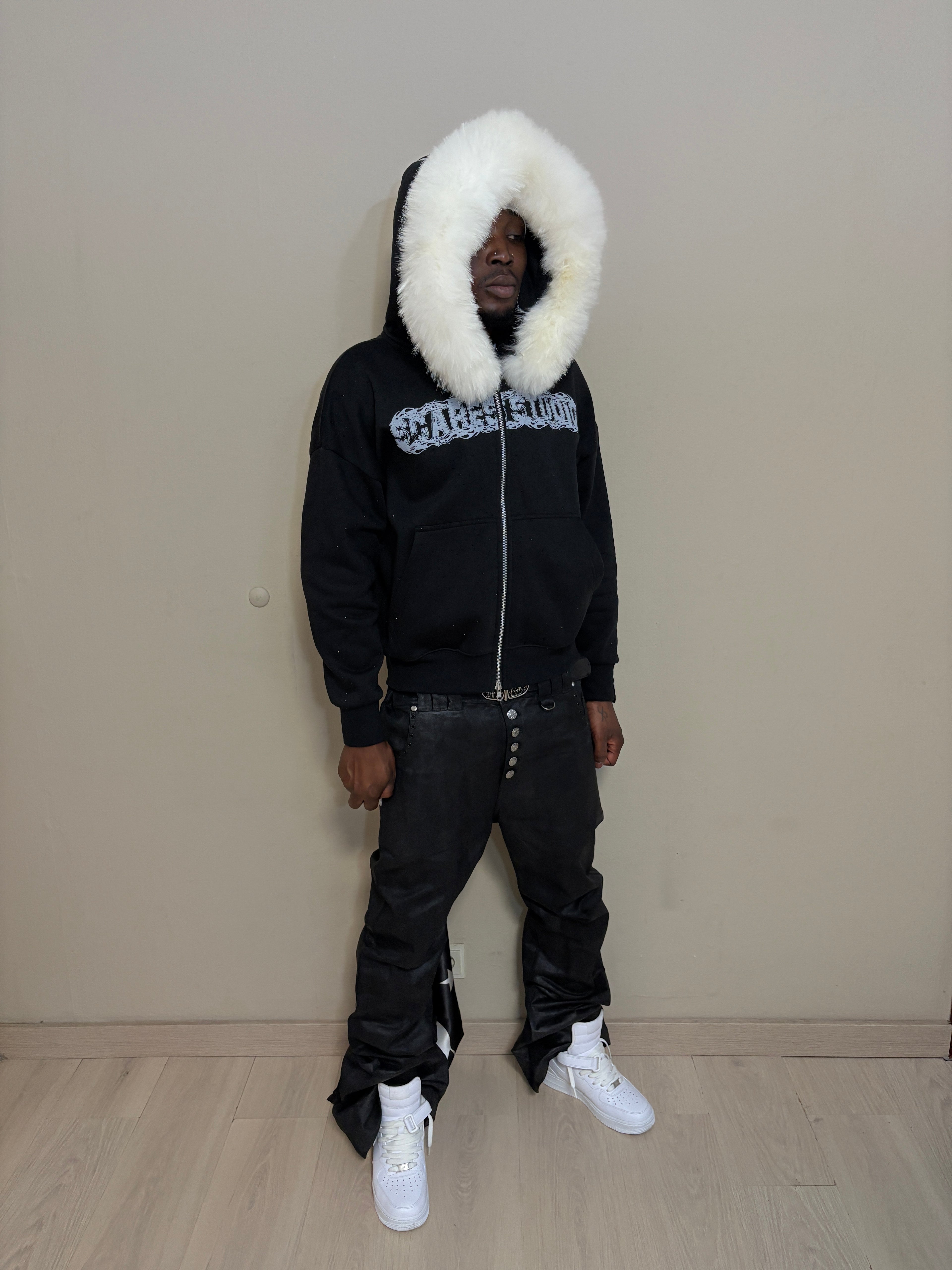 NIGHT STARS BLACK FUR ZIPPER