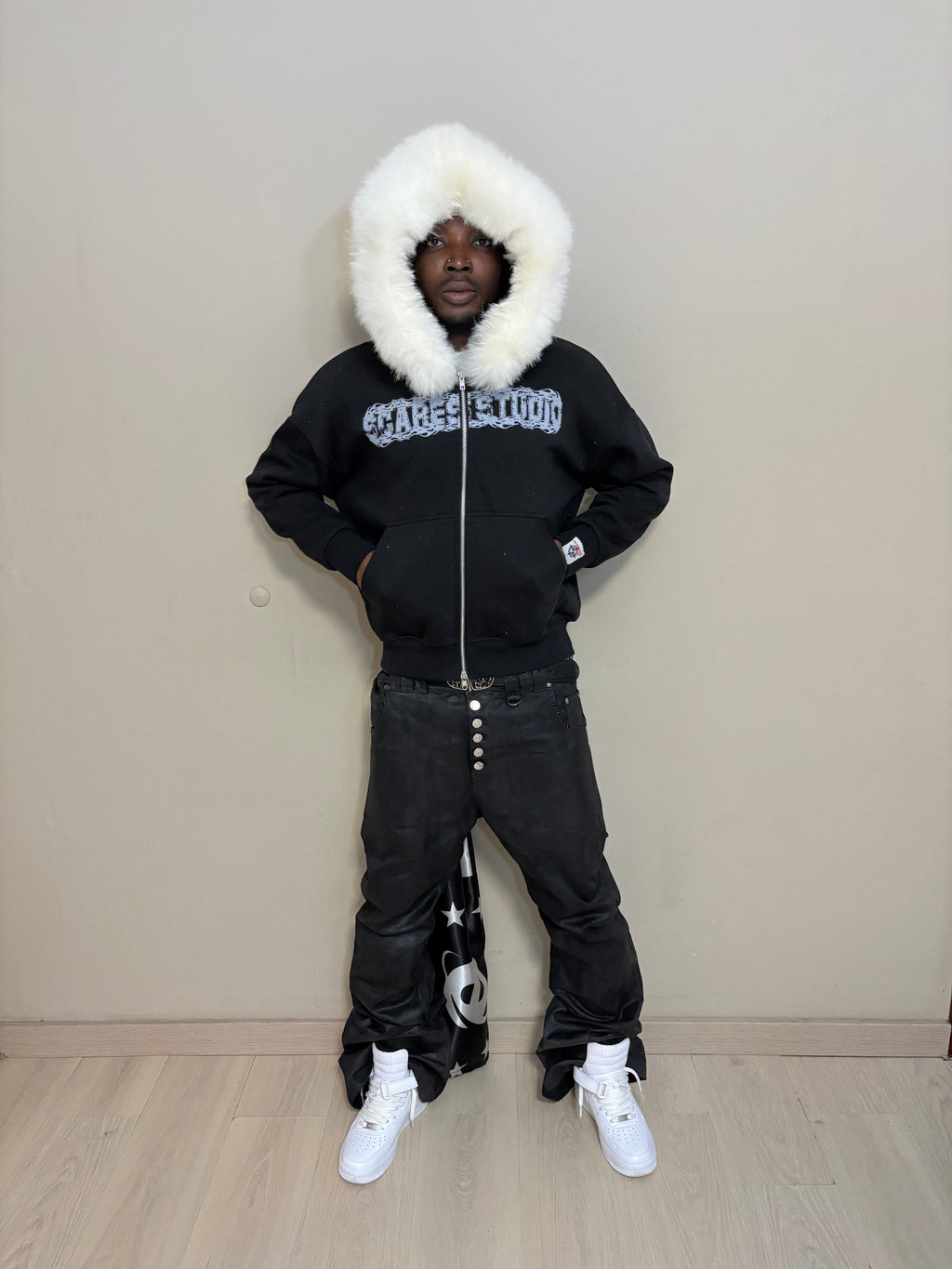 NIGHT STARS BLACK FUR ZIPPER