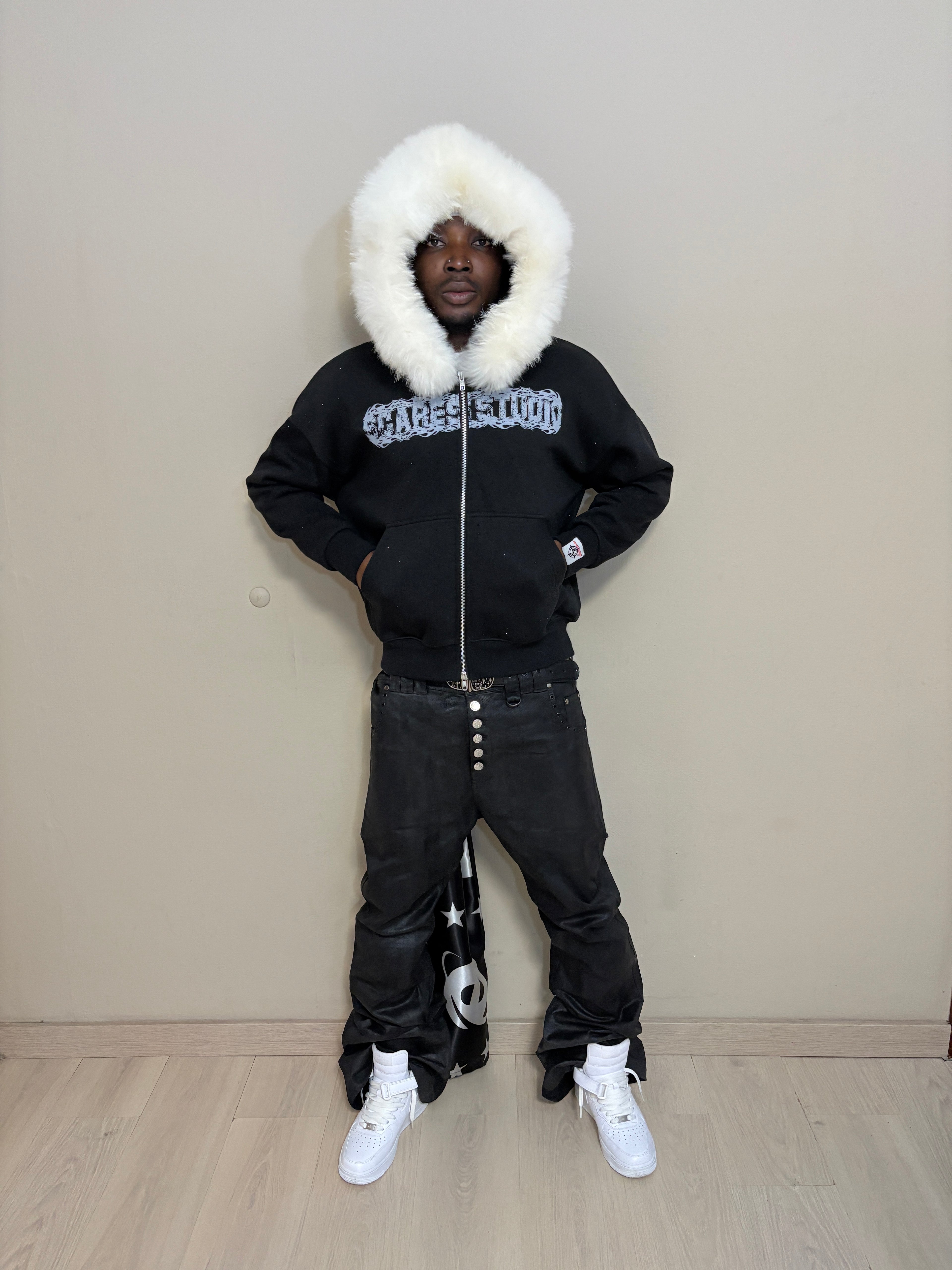 NIGHT STARS BLACK FUR ZIPPER