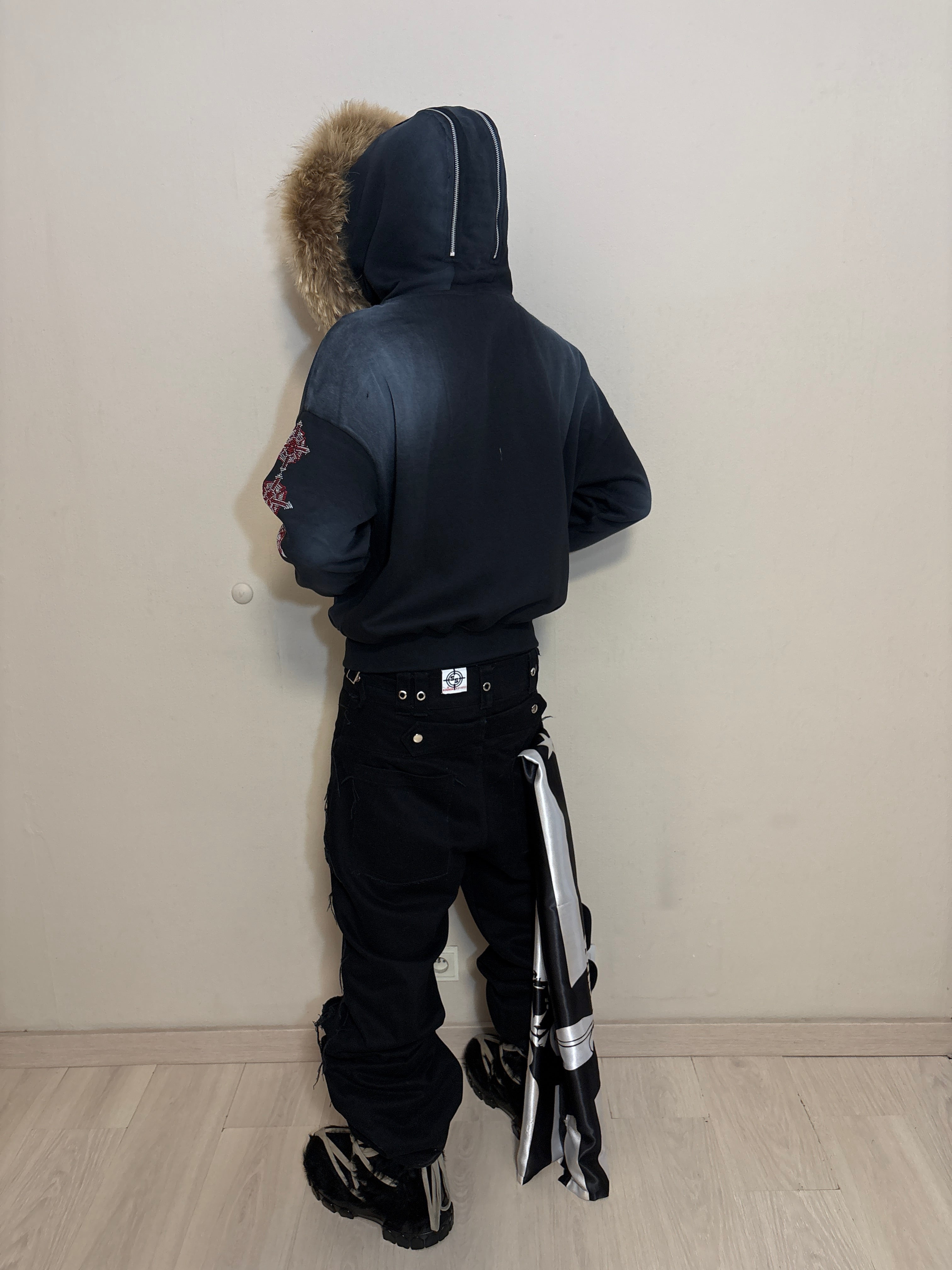 SKULL ANGELS BLACK SPRAY-WASH ZIPPER
