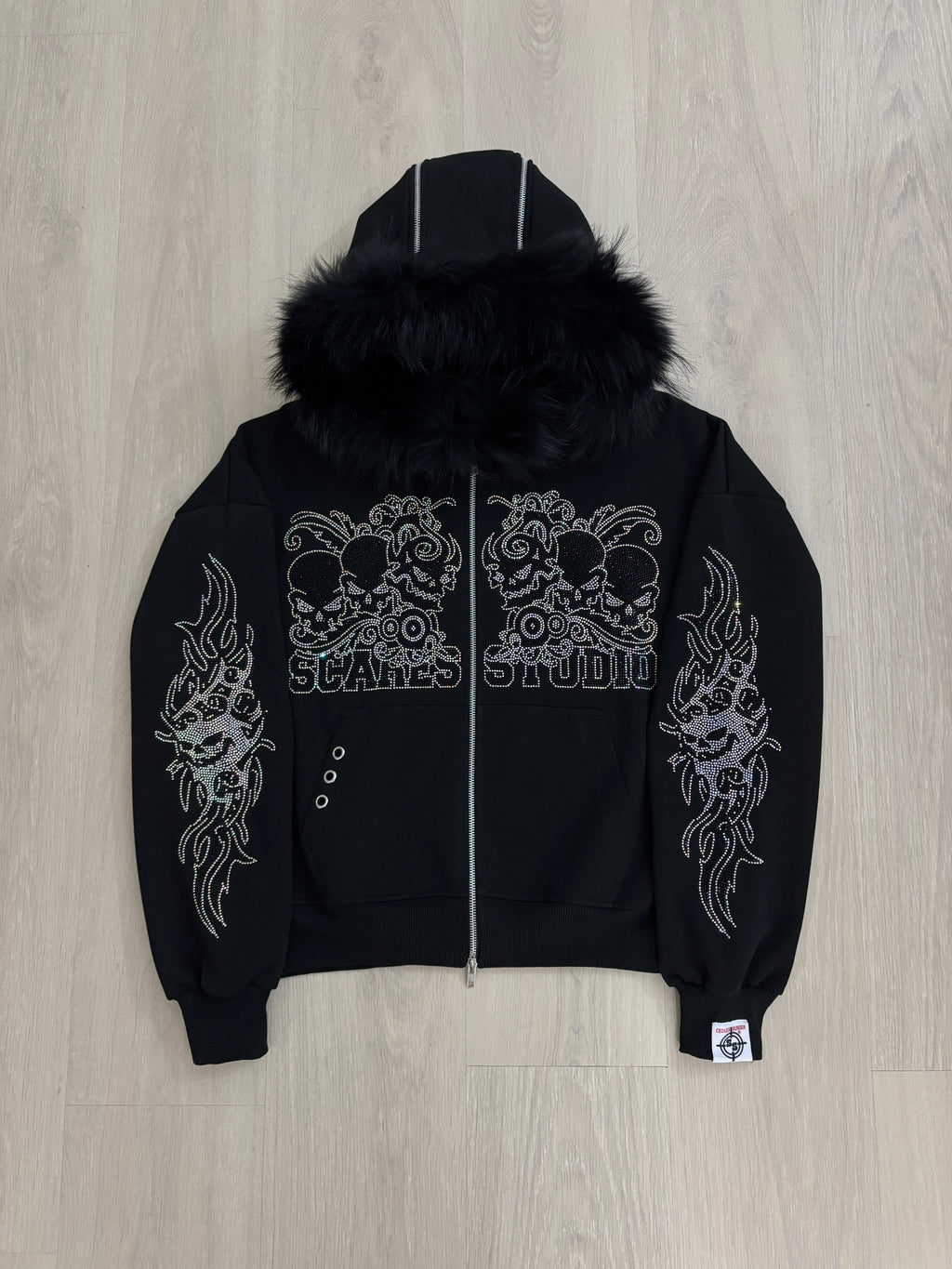 SKULL RAVE BLACK FUR ZIPPER